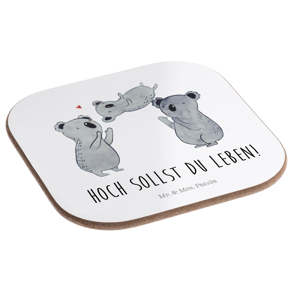 Quadratische Untersetzer Koala Feiern Sich Bierdeckel, Glasuntersetzer, Untersetzer Gläser, Getränkeuntersetzer, Geburtstag, Geburtstagsgeschenk, Geschenk, Koala, Familie, Kind, Eltern, Herz, Liebe