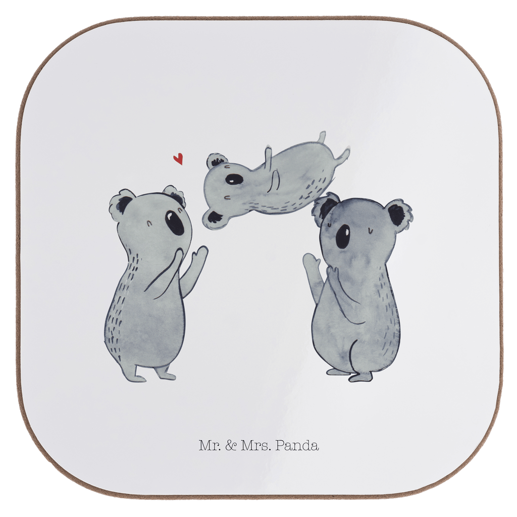 Quadratische Untersetzer Koala Feiern Sich Bierdeckel, Glasuntersetzer, Untersetzer Gläser, Getränkeuntersetzer, Geburtstag, Geburtstagsgeschenk, Geschenk, Koala, Familie, Kind, Eltern, Herz, Liebe