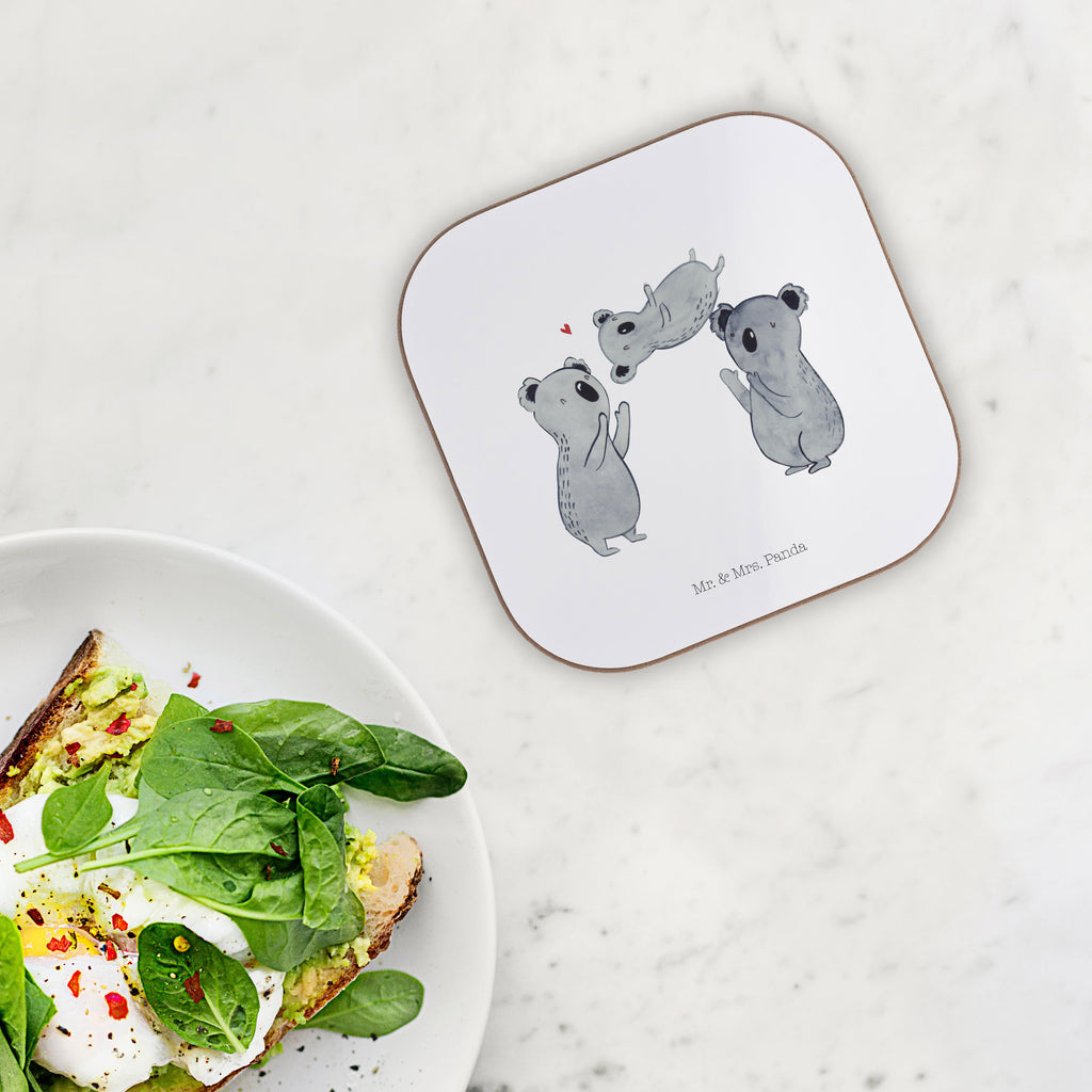 Quadratische Untersetzer Koala Feiern Sich Bierdeckel, Glasuntersetzer, Untersetzer Gläser, Getränkeuntersetzer, Geburtstag, Geburtstagsgeschenk, Geschenk, Koala, Familie, Kind, Eltern, Herz, Liebe