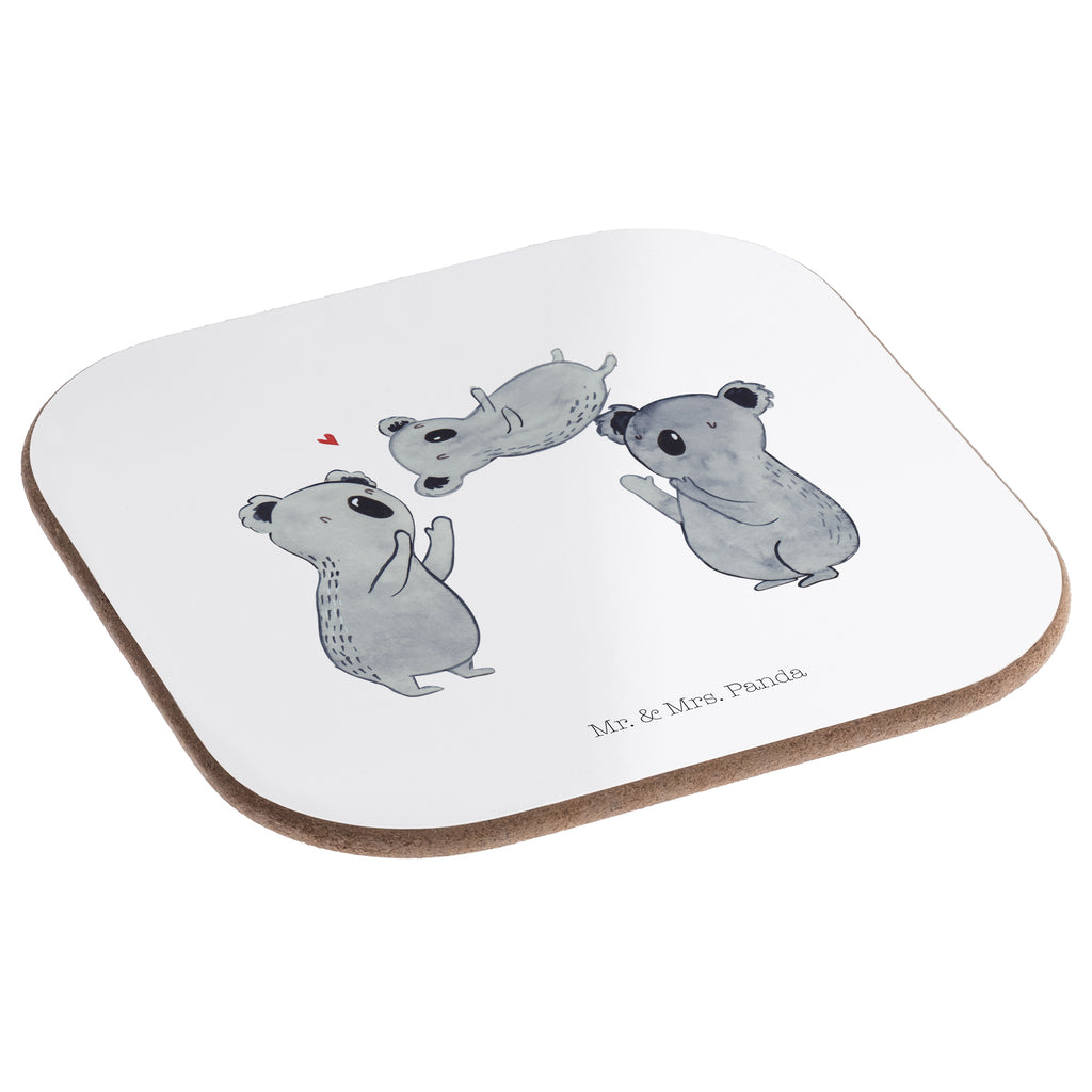 Quadratische Untersetzer Koala Feiern Sich Bierdeckel, Glasuntersetzer, Untersetzer Gläser, Getränkeuntersetzer, Geburtstag, Geburtstagsgeschenk, Geschenk, Koala, Familie, Kind, Eltern, Herz, Liebe