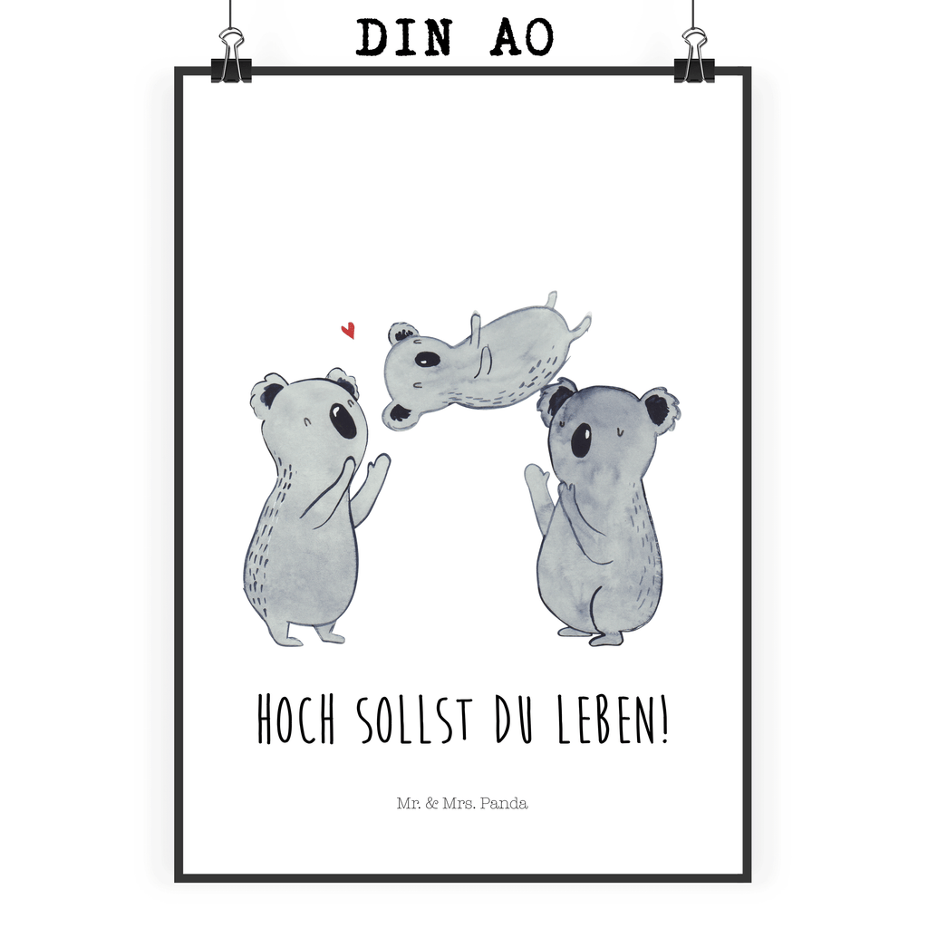 Poster Koala Feiern Sich Poster, Wandposter, Bild, Wanddeko, Küchenposter, Kinderposter, Wanddeko Bild, Raumdekoration, Wanddekoration, Handgemaltes Poster, Mr. & Mrs. Panda Poster, Designposter, Kunstdruck, Posterdruck, Geburtstag, Geburtstagsgeschenk, Geschenk, Koala, Familie, Kind, Eltern, Herz, Liebe