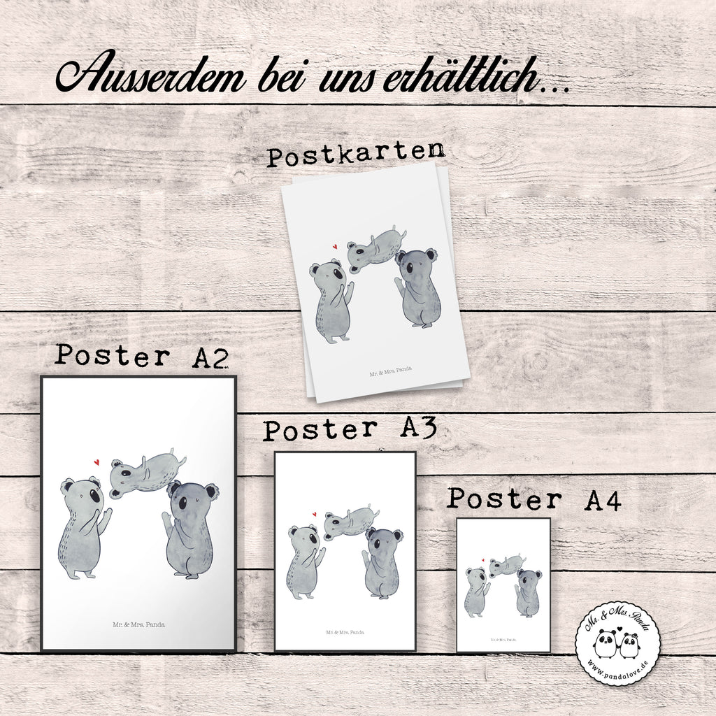 Poster Koala Feiern Sich Poster, Wandposter, Bild, Wanddeko, Küchenposter, Kinderposter, Wanddeko Bild, Raumdekoration, Wanddekoration, Handgemaltes Poster, Mr. & Mrs. Panda Poster, Designposter, Kunstdruck, Posterdruck, Geburtstag, Geburtstagsgeschenk, Geschenk, Koala, Familie, Kind, Eltern, Herz, Liebe