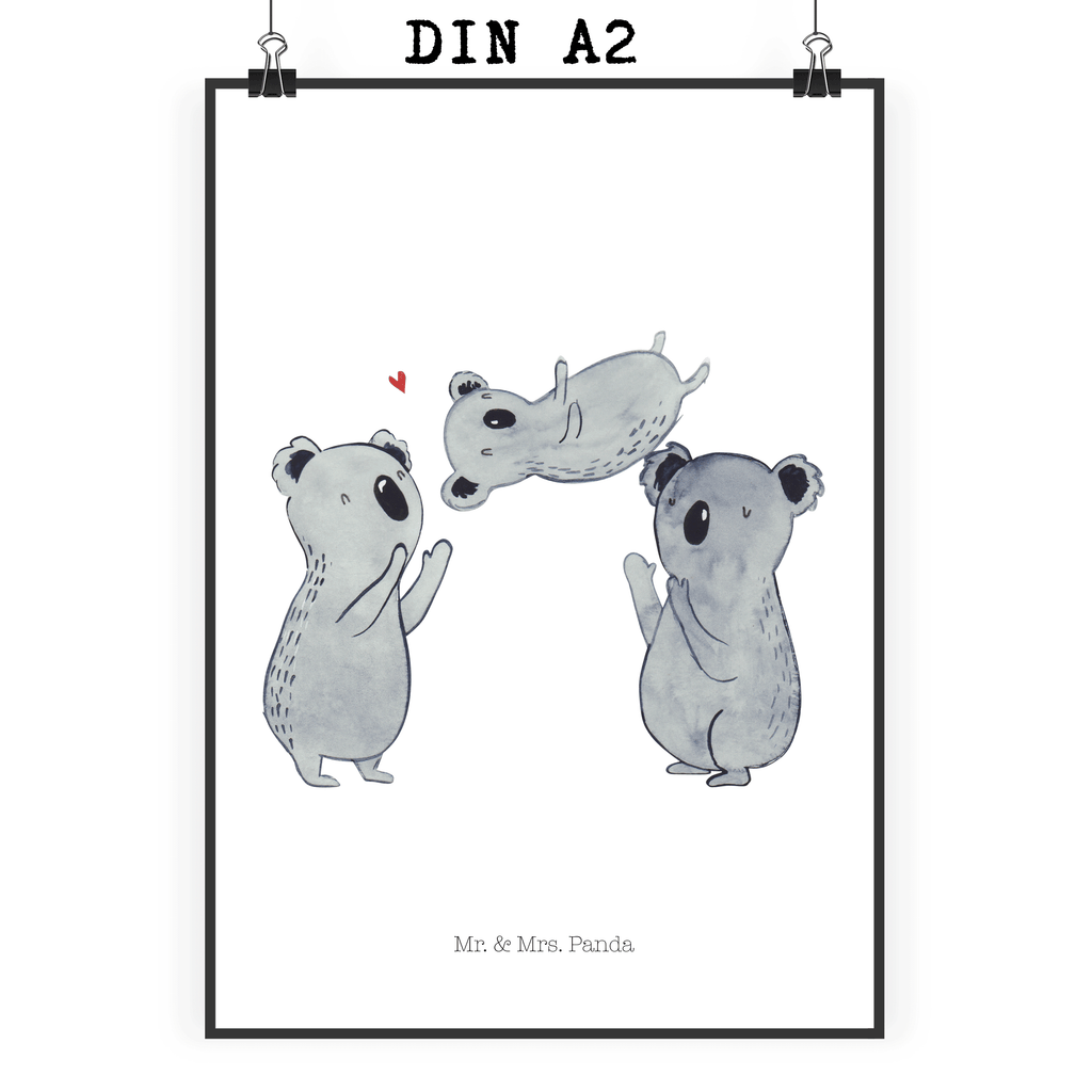 Poster Koala Feiern Sich Poster, Wandposter, Bild, Wanddeko, Küchenposter, Kinderposter, Wanddeko Bild, Raumdekoration, Wanddekoration, Handgemaltes Poster, Mr. & Mrs. Panda Poster, Designposter, Kunstdruck, Posterdruck, Geburtstag, Geburtstagsgeschenk, Geschenk, Koala, Familie, Kind, Eltern, Herz, Liebe