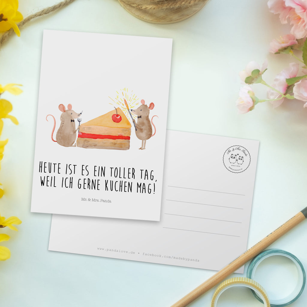 Postkarte Mäuse Kuchen Geschenkkarte, Grußkarte, Karte, Einladung, Ansichtskarte, Geburtstagskarte, Einladungskarte, Geburtstag, Geburtstagsgeschenk, Geschenk, Kuchen, Maus, Mäuse, Party, Leben, Glück