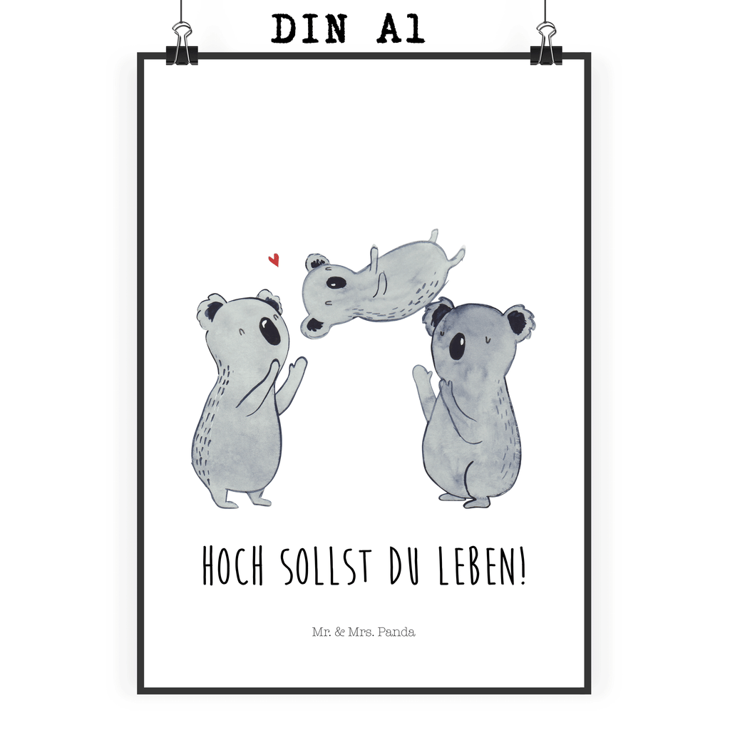 Poster Koala Feiern Sich Poster, Wandposter, Bild, Wanddeko, Küchenposter, Kinderposter, Wanddeko Bild, Raumdekoration, Wanddekoration, Handgemaltes Poster, Mr. & Mrs. Panda Poster, Designposter, Kunstdruck, Posterdruck, Geburtstag, Geburtstagsgeschenk, Geschenk, Koala, Familie, Kind, Eltern, Herz, Liebe