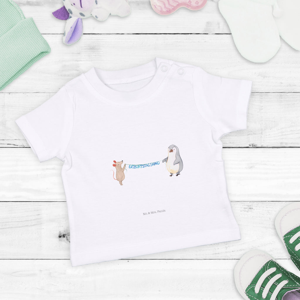 Organic Baby Shirt Maus Pinguin Geburtstag Baby T-Shirt, Jungen Baby T-Shirt, Mädchen Baby T-Shirt, Shirt, Geburtstag, Geburtstagsgeschenk, Geschenk, Maus, Pinguin, Geburtstage, Happy Birthday, Geburtstagsfeier