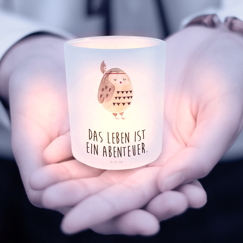Windlicht Eule Federschmuck Windlicht Glas, Teelichtglas, Teelichthalter, Teelichter, Kerzenglas, Windlicht Kerze, Kerzenlicht, Eule, Eule Deko, Owl, Das Leben ist ein Abenteuer, Reisespruch, Federschmuck, Dekoration
