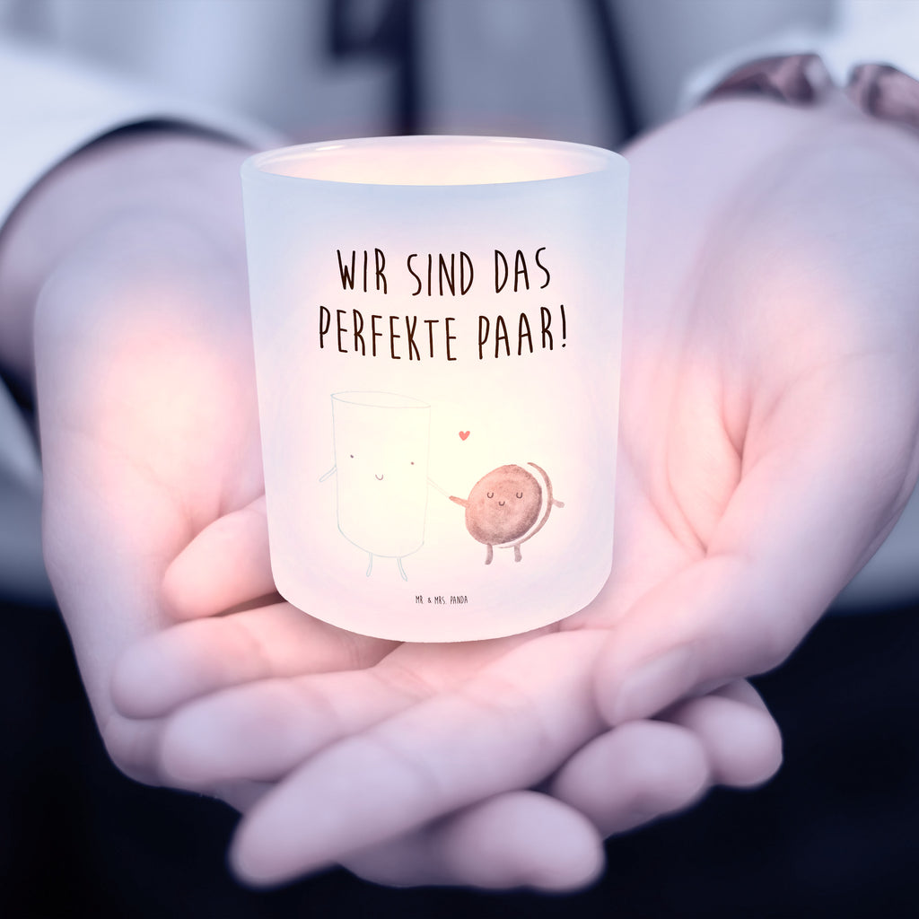 Windlicht Milch & Keks Windlicht Glas, Teelichtglas, Teelichthalter, Teelichter, Kerzenglas, Windlicht Kerze, Kerzenlicht, Tiermotive, Gute Laune, lustige Sprüche, Tiere, Milk, Cookie, Milch, Keks, Kekse, Kaffee, Einladung Frühstück, Motiv süß, romantisch, perfektes Paar