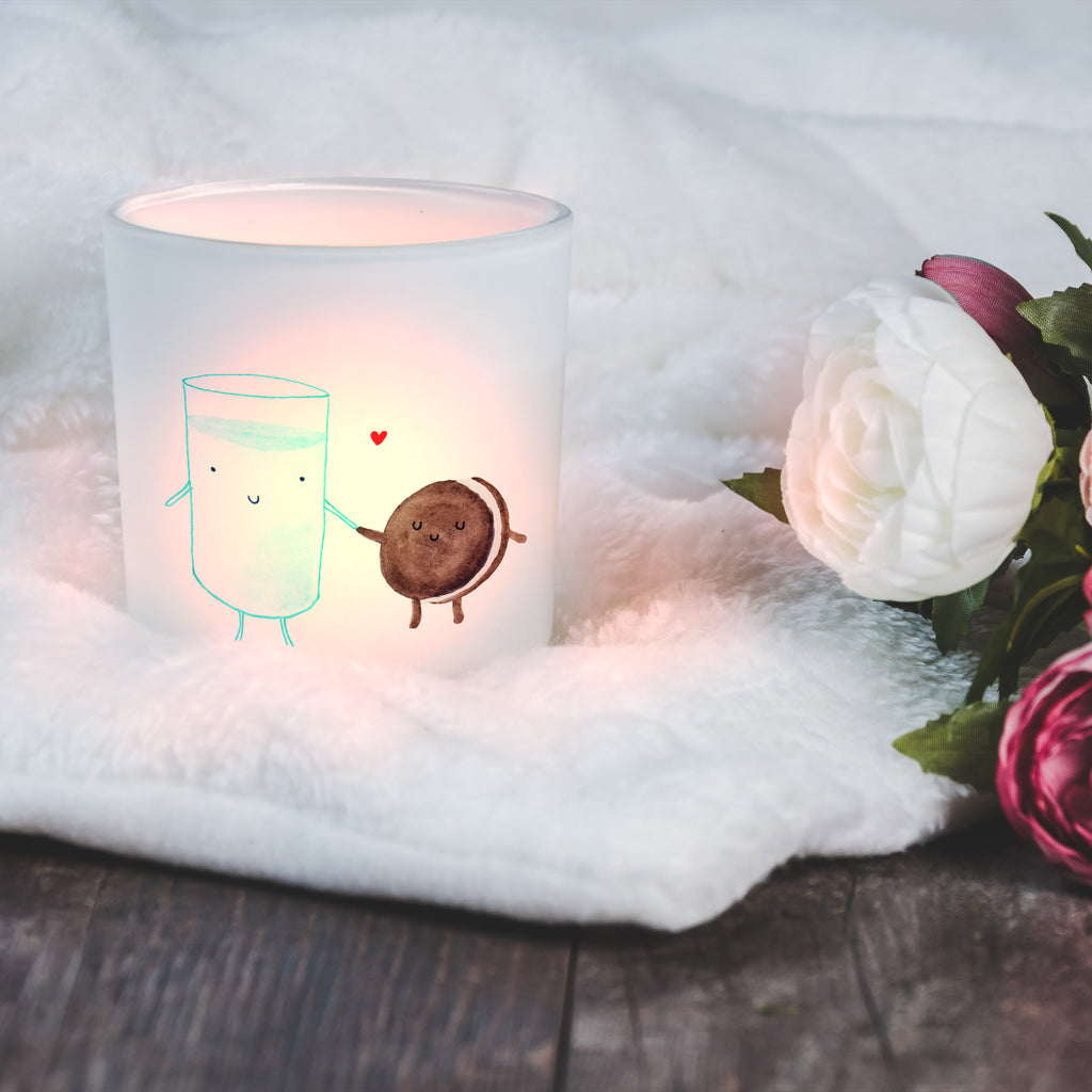 Windlicht Milch & Keks Windlicht Glas, Teelichtglas, Teelichthalter, Teelichter, Kerzenglas, Windlicht Kerze, Kerzenlicht, Tiermotive, Gute Laune, lustige Sprüche, Tiere, Milk, Cookie, Milch, Keks, Kekse, Kaffee, Einladung Frühstück, Motiv süß, romantisch, perfektes Paar