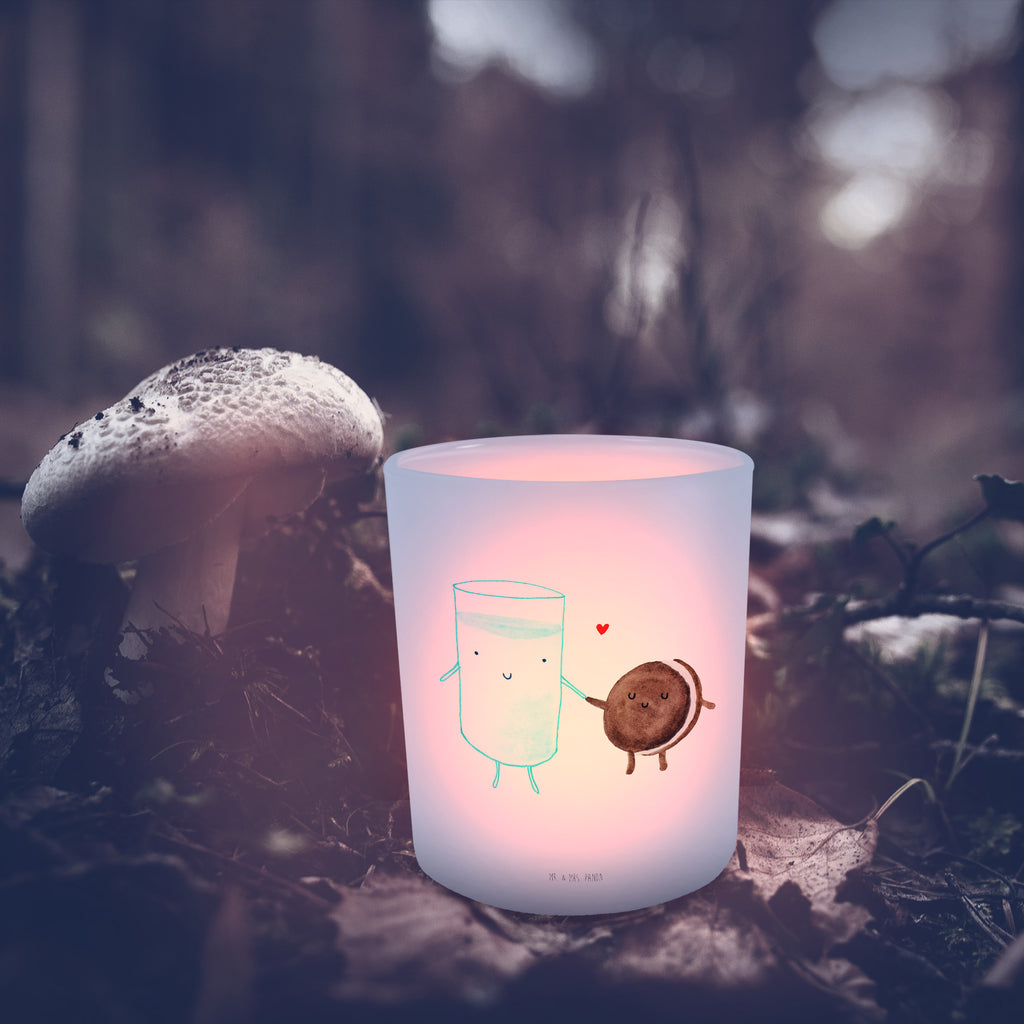 Windlicht Milch & Keks Windlicht Glas, Teelichtglas, Teelichthalter, Teelichter, Kerzenglas, Windlicht Kerze, Kerzenlicht, Tiermotive, Gute Laune, lustige Sprüche, Tiere, Milk, Cookie, Milch, Keks, Kekse, Kaffee, Einladung Frühstück, Motiv süß, romantisch, perfektes Paar