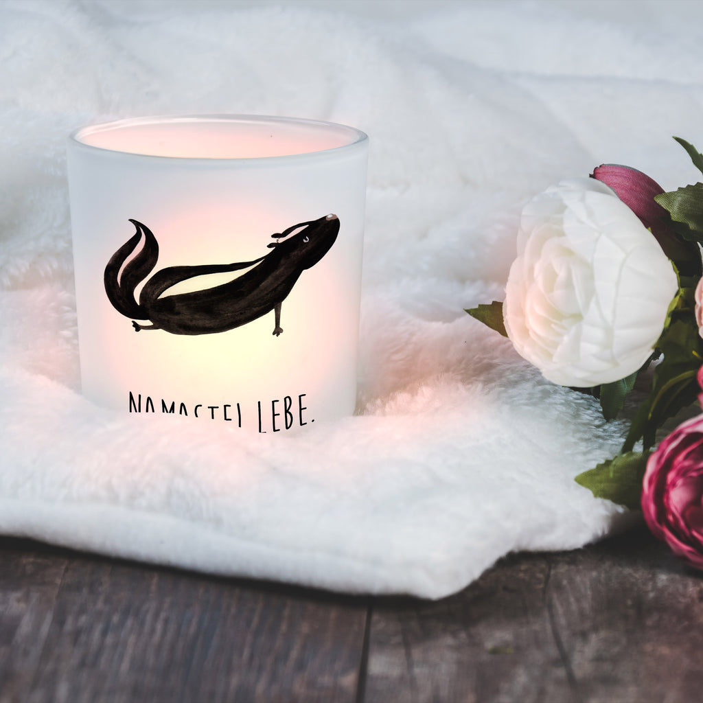 Windlicht Stinktier Yoga Windlicht Glas, Teelichtglas, Teelichthalter, Teelichter, Kerzenglas, Windlicht Kerze, Kerzenlicht, Stinktier, Skunk, Wildtier, Raubtier, Stinker, Stinki, Yoga, Namaste, Lebe, Liebe, Lache