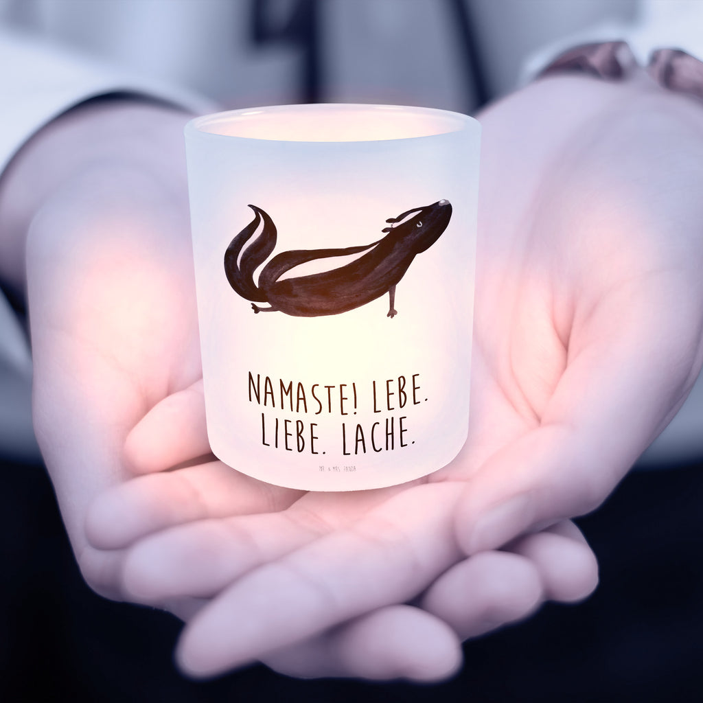 Windlicht Stinktier Yoga Windlicht Glas, Teelichtglas, Teelichthalter, Teelichter, Kerzenglas, Windlicht Kerze, Kerzenlicht, Stinktier, Skunk, Wildtier, Raubtier, Stinker, Stinki, Yoga, Namaste, Lebe, Liebe, Lache
