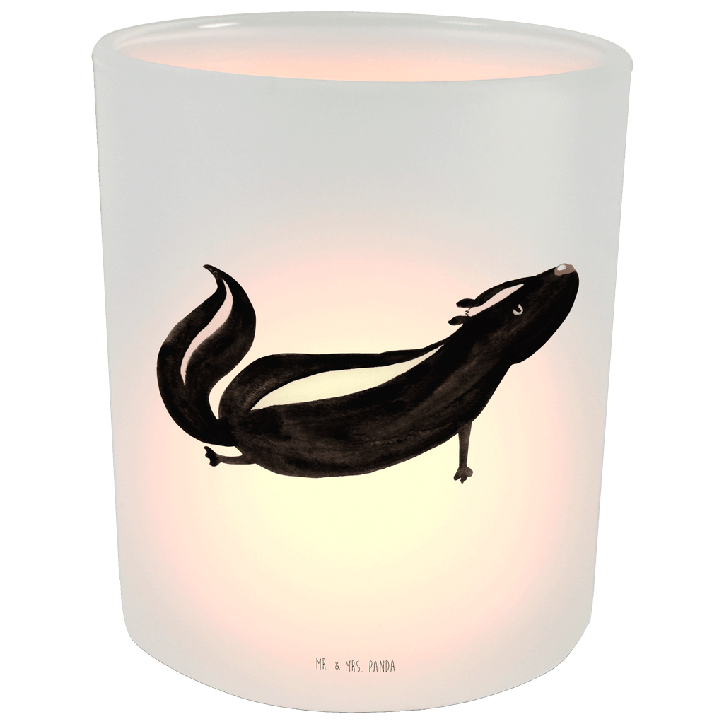 Windlicht Stinktier Yoga Windlicht Glas, Teelichtglas, Teelichthalter, Teelichter, Kerzenglas, Windlicht Kerze, Kerzenlicht, Stinktier, Skunk, Wildtier, Raubtier, Stinker, Stinki, Yoga, Namaste, Lebe, Liebe, Lache