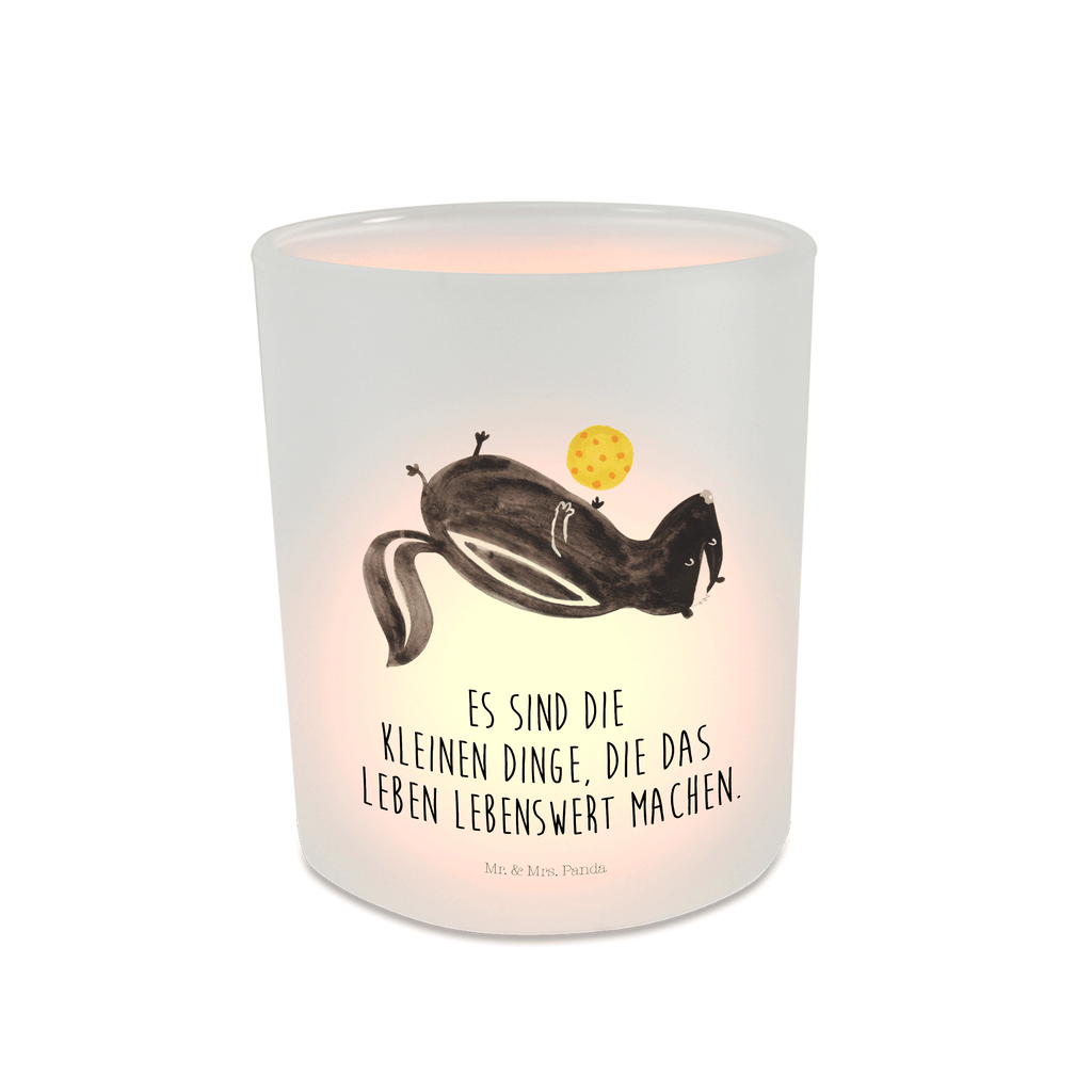 Windlicht Stinktier Ball Windlicht Glas, Teelichtglas, Teelichthalter, Teelichter, Kerzenglas, Windlicht Kerze, Kerzenlicht, Stinktier, Skunk, Wildtier, Raubtier, Stinker, Stinki, verspielt, Weisheit