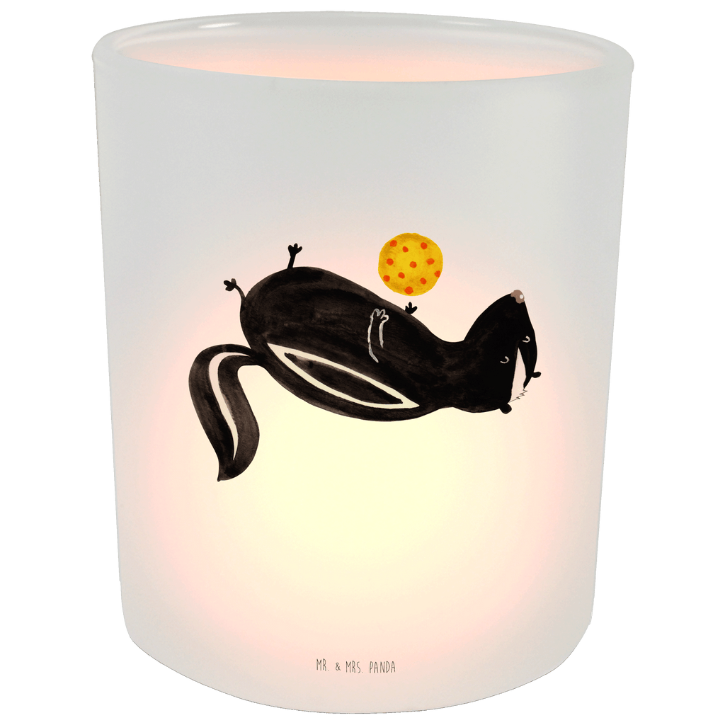 Windlicht Stinktier Ball Windlicht Glas, Teelichtglas, Teelichthalter, Teelichter, Kerzenglas, Windlicht Kerze, Kerzenlicht, Stinktier, Skunk, Wildtier, Raubtier, Stinker, Stinki, verspielt, Weisheit