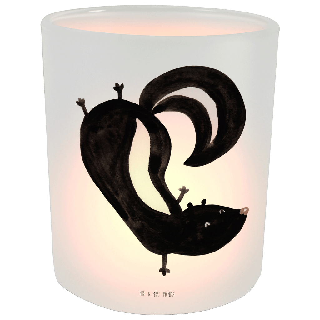 Windlicht Stinktier Handstand Windlicht Glas, Teelichtglas, Teelichthalter, Teelichter, Kerzenglas, Windlicht Kerze, Kerzenlicht, Stinktier, Skunk, Wildtier, Raubtier, Stinker, Stinki, Spielplatz, verpielt, Kind