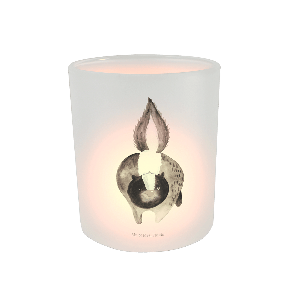 Windlicht Stinktier Angriff Windlicht Glas, Teelichtglas, Teelichthalter, Teelichter, Kerzenglas, Windlicht Kerze, Kerzenlicht, Stinktier, Skunk, Wildtier, Raubtier, Stinker, Stinki, wütend, Drohung