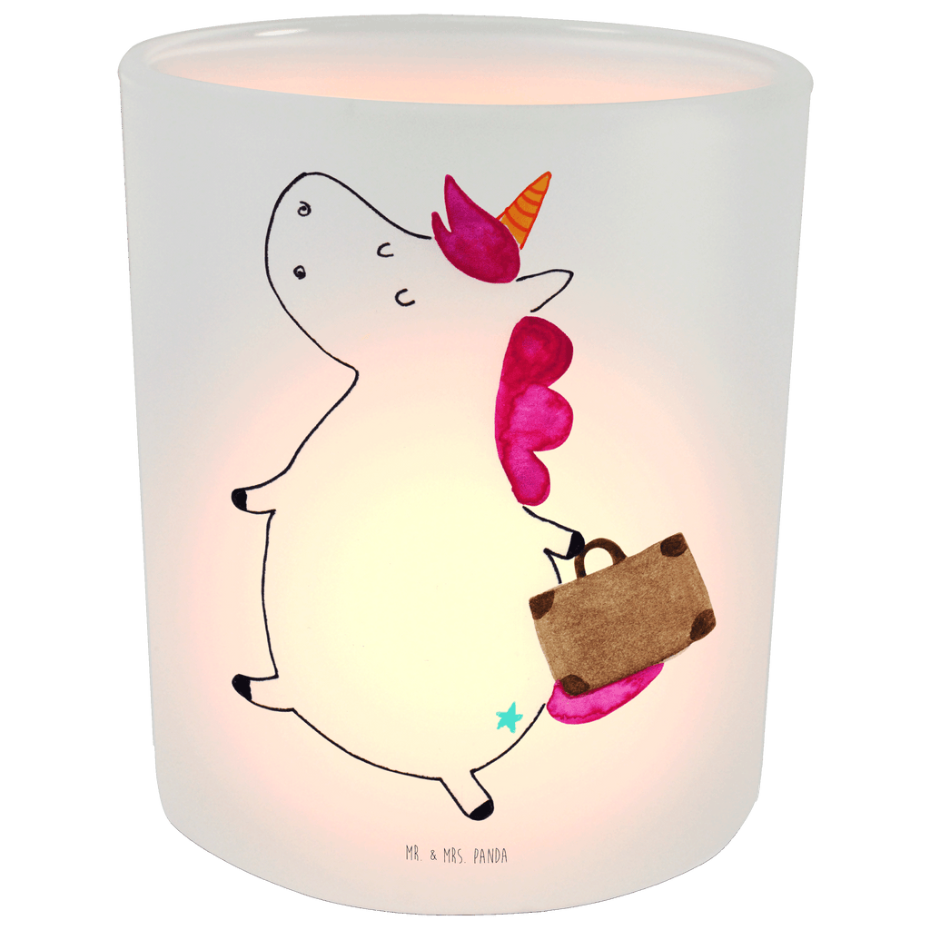 Windlicht Einhorn Koffer Windlicht Glas, Teelichtglas, Teelichthalter, Teelichter, Kerzenglas, Windlicht Kerze, Kerzenlicht, Einhorn, Einhörner, Einhorn Deko, Pegasus, Unicorn, unicorn, Koffer, Verreisen, Reise, Gepäck, Abenteuer, Erwachsen, Kind, albern, Spaß, lustig, witzig