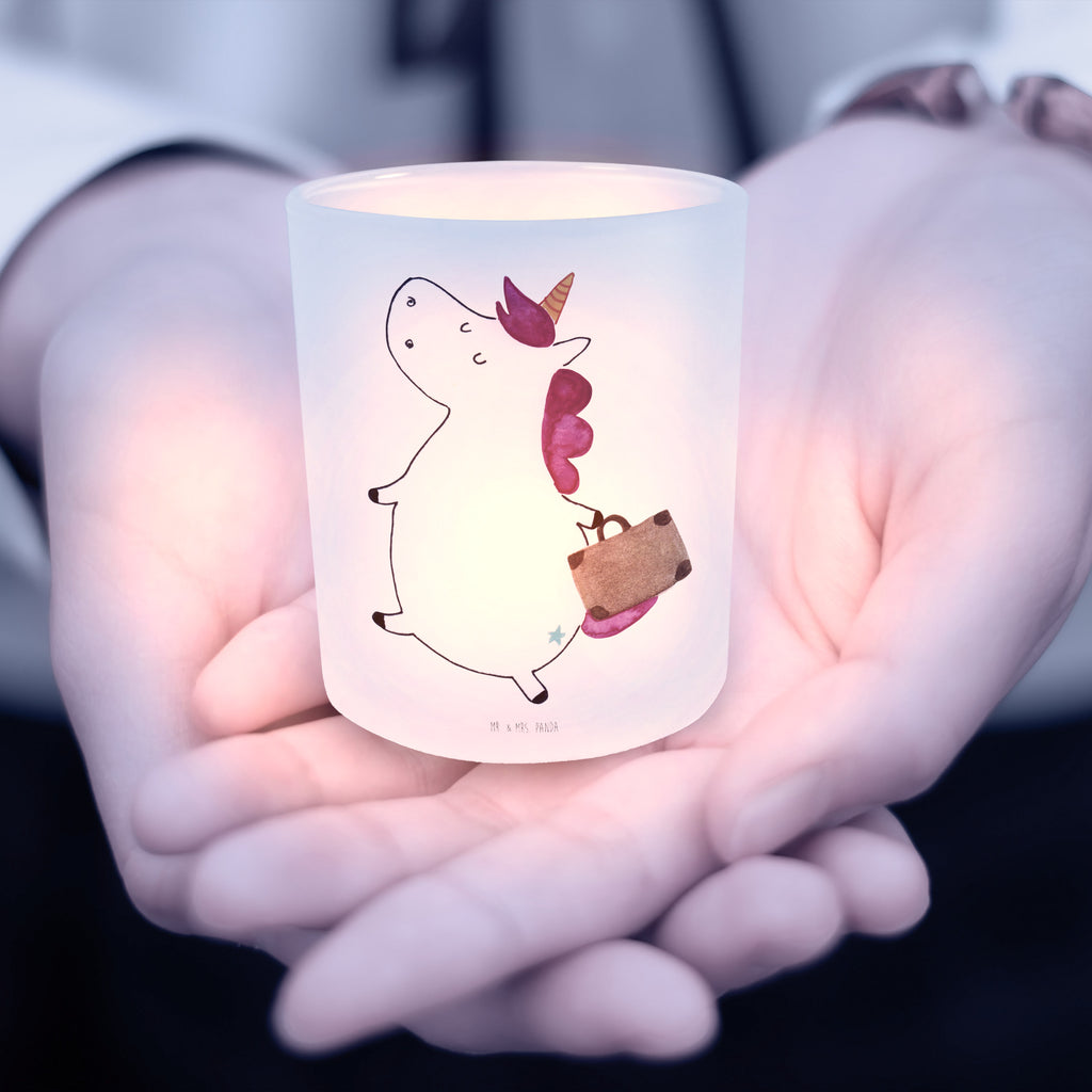 Windlicht Einhorn Koffer Windlicht Glas, Teelichtglas, Teelichthalter, Teelichter, Kerzenglas, Windlicht Kerze, Kerzenlicht, Einhorn, Einhörner, Einhorn Deko, Pegasus, Unicorn, unicorn, Koffer, Verreisen, Reise, Gepäck, Abenteuer, Erwachsen, Kind, albern, Spaß, lustig, witzig