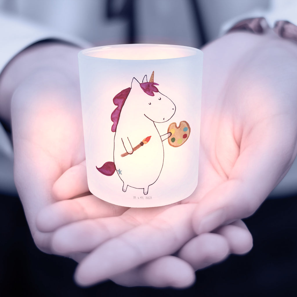 Windlicht Einhorn Künstler Windlicht Glas, Teelichtglas, Teelichthalter, Teelichter, Kerzenglas, Windlicht Kerze, Kerzenlicht, Einhorn, Einhörner, Einhorn Deko, Pegasus, Unicorn, Englisch, Künstler, Artist, Malen, Zeichnen, Welt, Farbe, Stift, Pinsel, Geschenk, Maler
