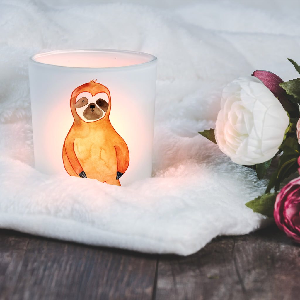 Windlicht Faultier Zufrieden Windlicht Glas, Teelichtglas, Teelichthalter, Teelichter, Kerzenglas, Windlicht Kerze, Kerzenlicht, Faultier, Faultier Geschenk, Faultier Deko, Faultiere, faul, Lieblingstier, Pause, relaxen, Glück, glücklich, zufrieden, happy, Zufriedenheit, Gelassenheit, Ruhe, Frieden