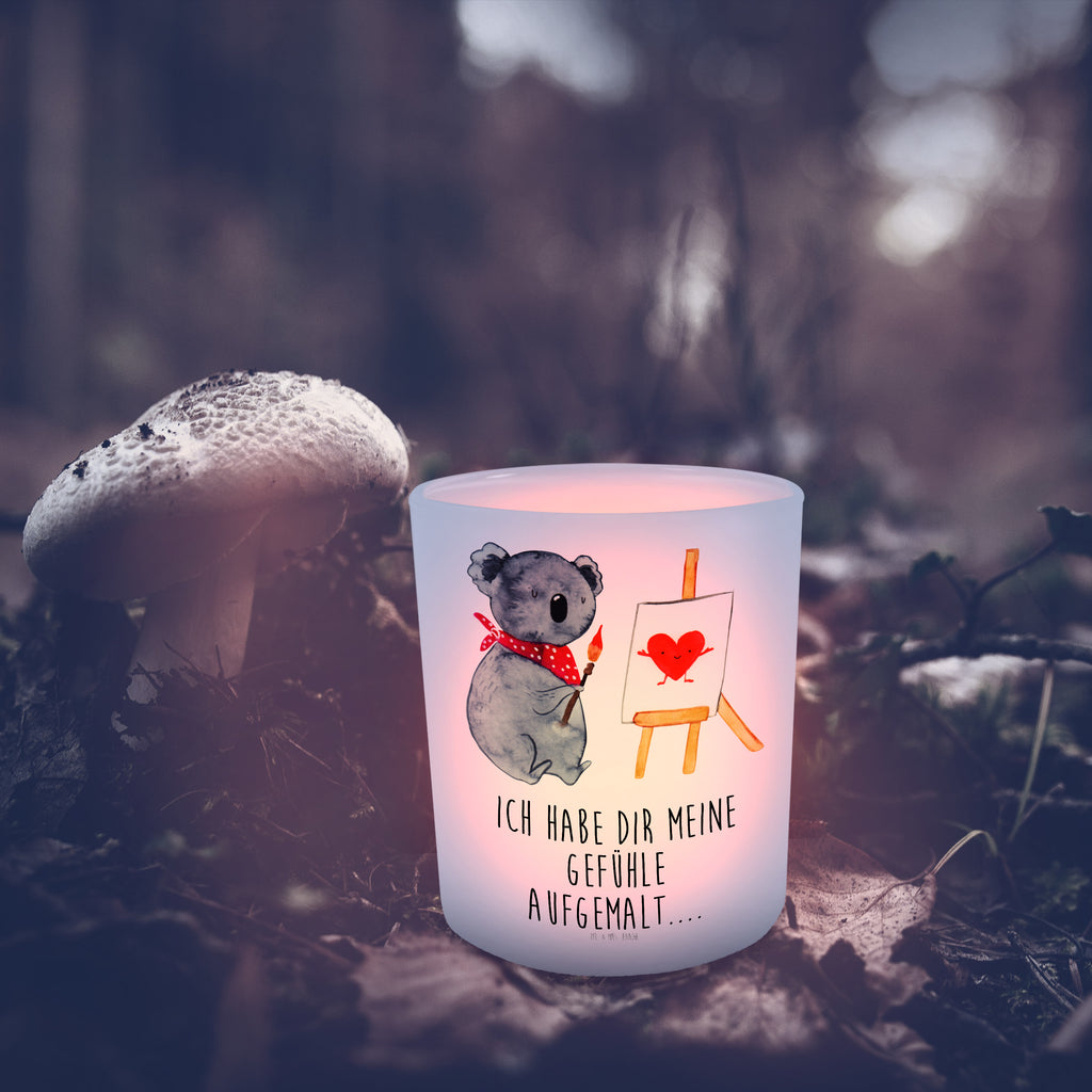 Windlicht Koala Künstler Windlicht Glas, Teelichtglas, Teelichthalter, Teelichter, Kerzenglas, Windlicht Kerze, Kerzenlicht, Koala, Koalabär, Liebe, Liebensbeweis, Liebesgeschenk, Gefühle, Künstler, zeichnen