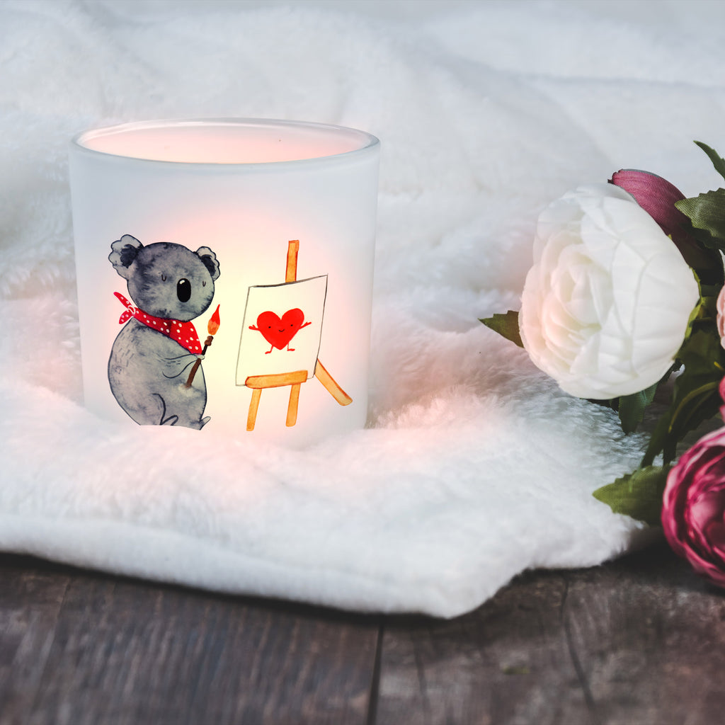 Windlicht Koala Künstler Windlicht Glas, Teelichtglas, Teelichthalter, Teelichter, Kerzenglas, Windlicht Kerze, Kerzenlicht, Koala, Koalabär, Liebe, Liebensbeweis, Liebesgeschenk, Gefühle, Künstler, zeichnen