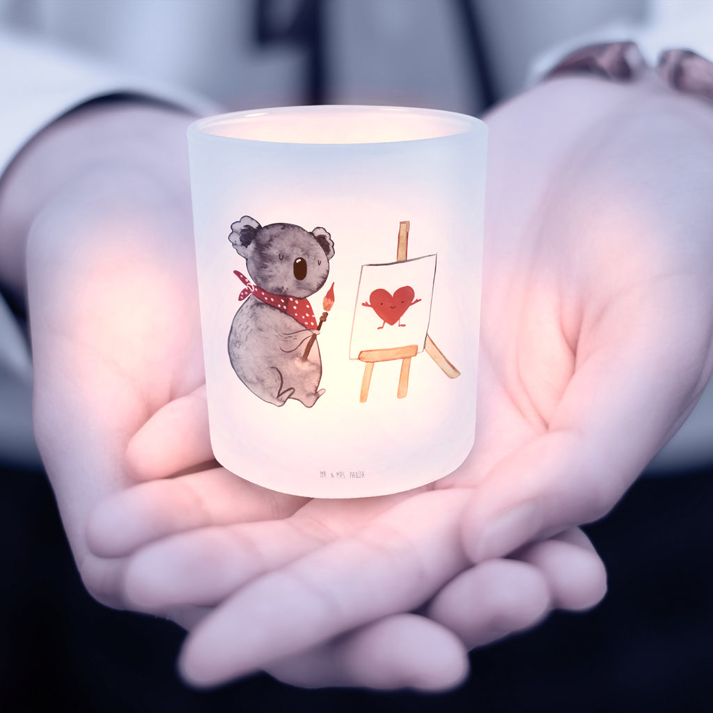 Windlicht Koala Künstler Windlicht Glas, Teelichtglas, Teelichthalter, Teelichter, Kerzenglas, Windlicht Kerze, Kerzenlicht, Koala, Koalabär, Liebe, Liebensbeweis, Liebesgeschenk, Gefühle, Künstler, zeichnen
