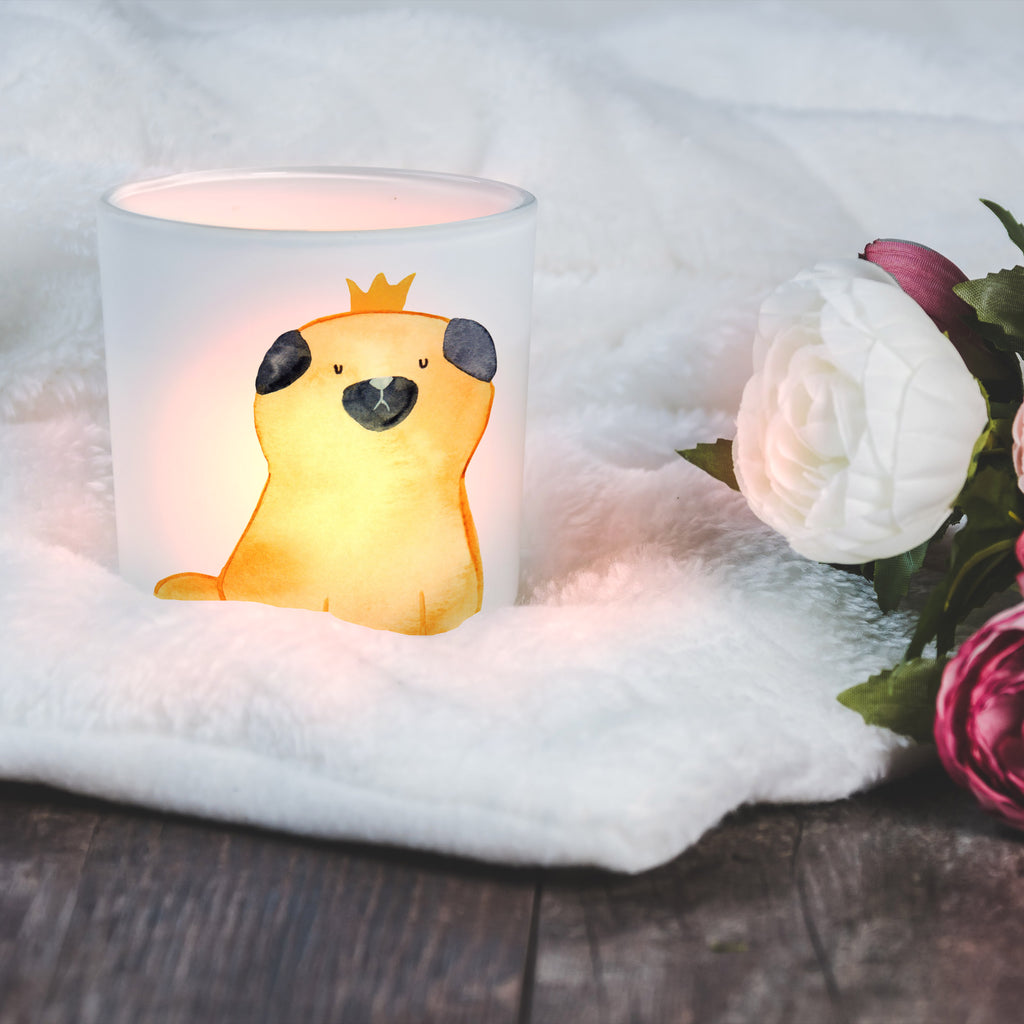 Windlicht Mops Krone Windlicht Glas, Teelichtglas, Teelichthalter, Teelichter, Kerzenglas, Windlicht Kerze, Kerzenlicht, Hund, Hundemotiv, Haustier, Hunderasse, Tierliebhaber, Hundebesitzer, Sprüche, Mops, allergisch, kinderlos, Hausregel, Hundebesitzer. Spruch, lustig