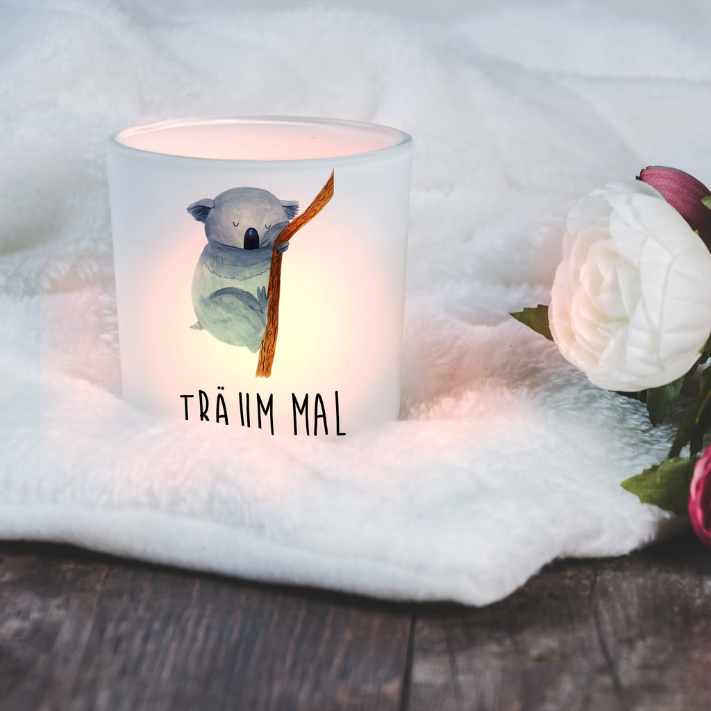 Windlicht Koalabär Windlicht Glas, Teelichtglas, Teelichthalter, Teelichter, Kerzenglas, Windlicht Kerze, Kerzenlicht, Tiermotive, Gute Laune, lustige Sprüche, Tiere, Koala, träumen, Traum, schlafen, Schlafzimmer, Traumland, Bär, Koalabär