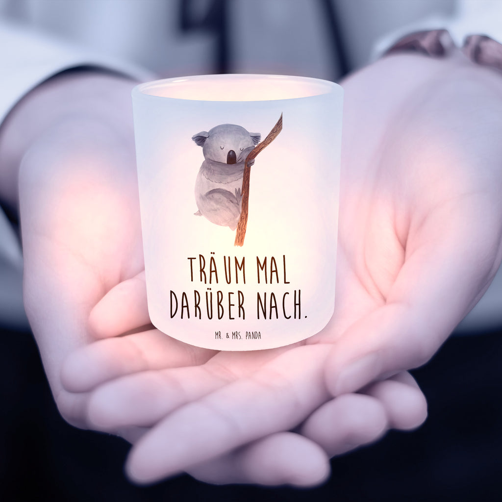 Windlicht Koalabär Windlicht Glas, Teelichtglas, Teelichthalter, Teelichter, Kerzenglas, Windlicht Kerze, Kerzenlicht, Tiermotive, Gute Laune, lustige Sprüche, Tiere, Koala, träumen, Traum, schlafen, Schlafzimmer, Traumland, Bär, Koalabär