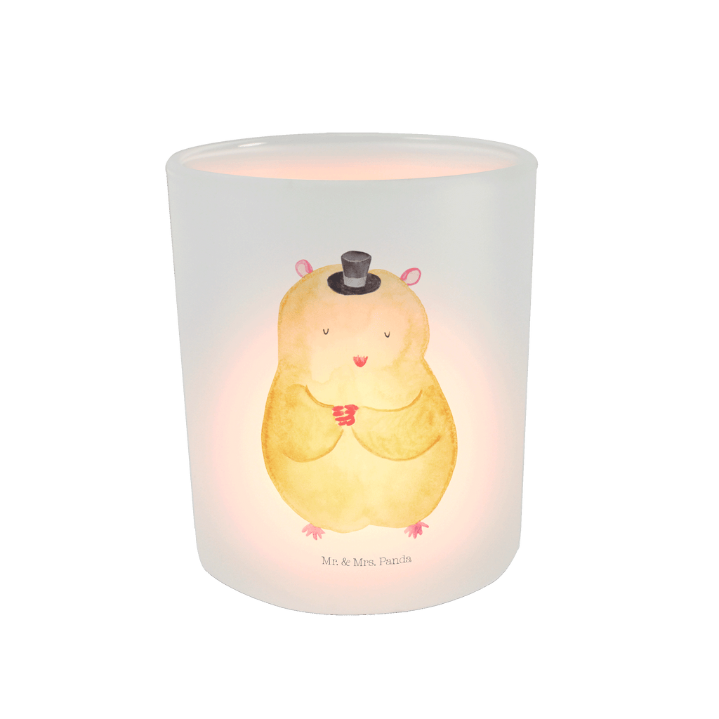Windlicht Hamster mit Hut Windlicht Glas, Teelichtglas, Teelichthalter, Teelichter, Kerzenglas, Windlicht Kerze, Kerzenlicht, Tiermotive, Gute Laune, lustige Sprüche, Tiere, Hamster, Hut, Magier, Zylinder, Zwerghamster, Zauberer, Houdini