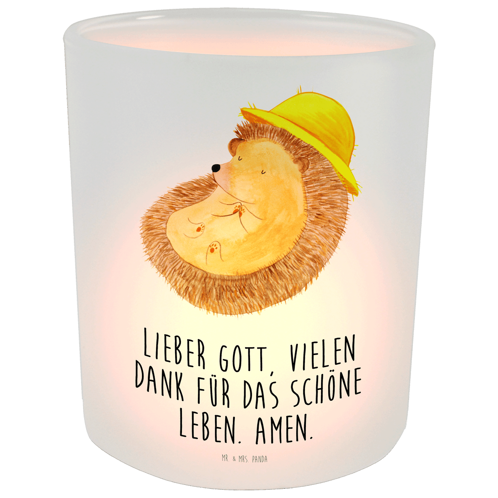 Windlicht Igel betet Windlicht Glas, Teelichtglas, Teelichthalter, Teelichter, Kerzenglas, Windlicht Kerze, Kerzenlicht, Tiermotive, Gute Laune, lustige Sprüche, Tiere, Igel, Igel mit Hut, Sonnenhut, Gott, Amen, beten, Leben, Dankbarkeit, Dankbar sein, dankbar, genießen