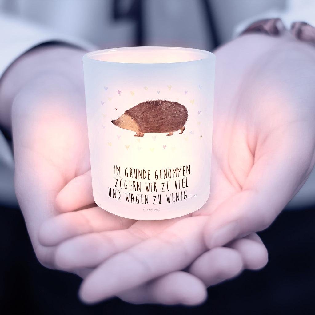 Windlicht Igel Herzen Windlicht Glas, Teelichtglas, Teelichthalter, Teelichter, Kerzenglas, Windlicht Kerze, Kerzenlicht, Tiermotive, Gute Laune, lustige Sprüche, Tiere, Liebe, Herz, Herzen, Igel, Vertrauen, Kuss, Leben
