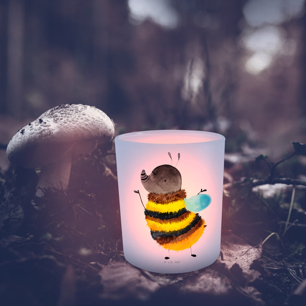 Windlicht Hummel flauschig Windlicht Glas, Teelichtglas, Teelichthalter, Teelichter, Kerzenglas, Windlicht Kerze, Kerzenlicht, Tiermotive, Gute Laune, lustige Sprüche, Tiere, Hummel, Flauschig, Biene, Blume, Natur