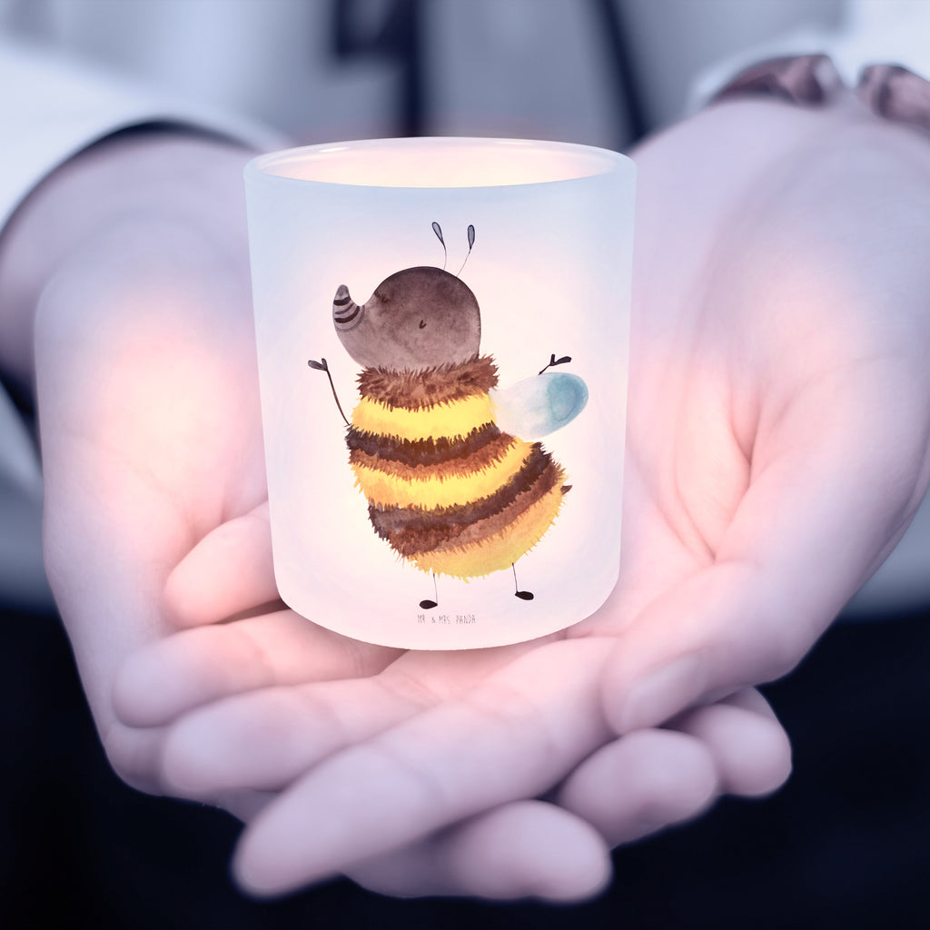 Windlicht Hummel flauschig Windlicht Glas, Teelichtglas, Teelichthalter, Teelichter, Kerzenglas, Windlicht Kerze, Kerzenlicht, Tiermotive, Gute Laune, lustige Sprüche, Tiere, Hummel, Flauschig, Biene, Blume, Natur