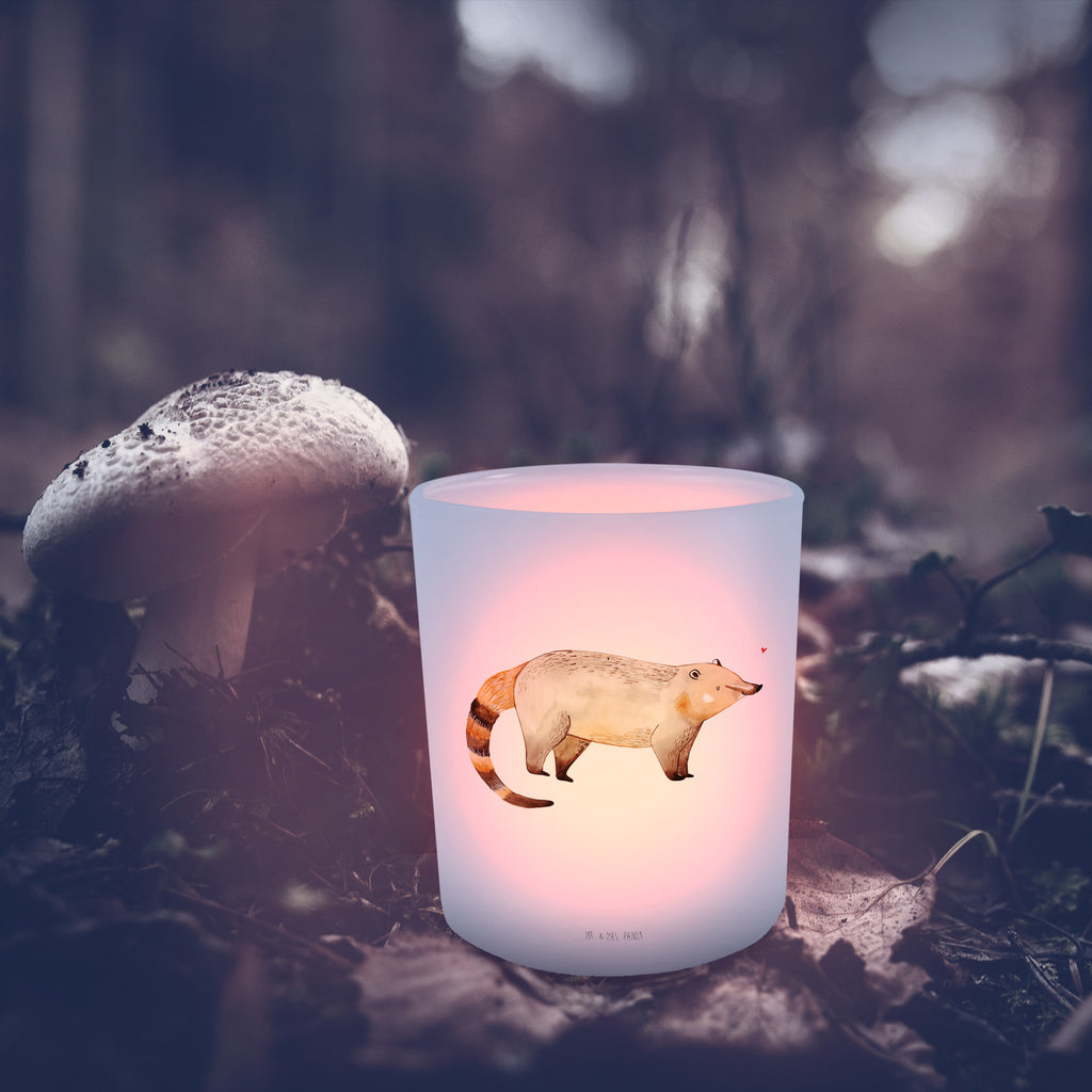 Windlicht Nasenbär Windlicht Glas, Teelichtglas, Teelichthalter, Teelichter, Kerzenglas, Windlicht Kerze, Kerzenlicht, Tiermotive, Gute Laune, lustige Sprüche, Tiere, Nasenbär, Nasenbären, Rüsselbär, Bär