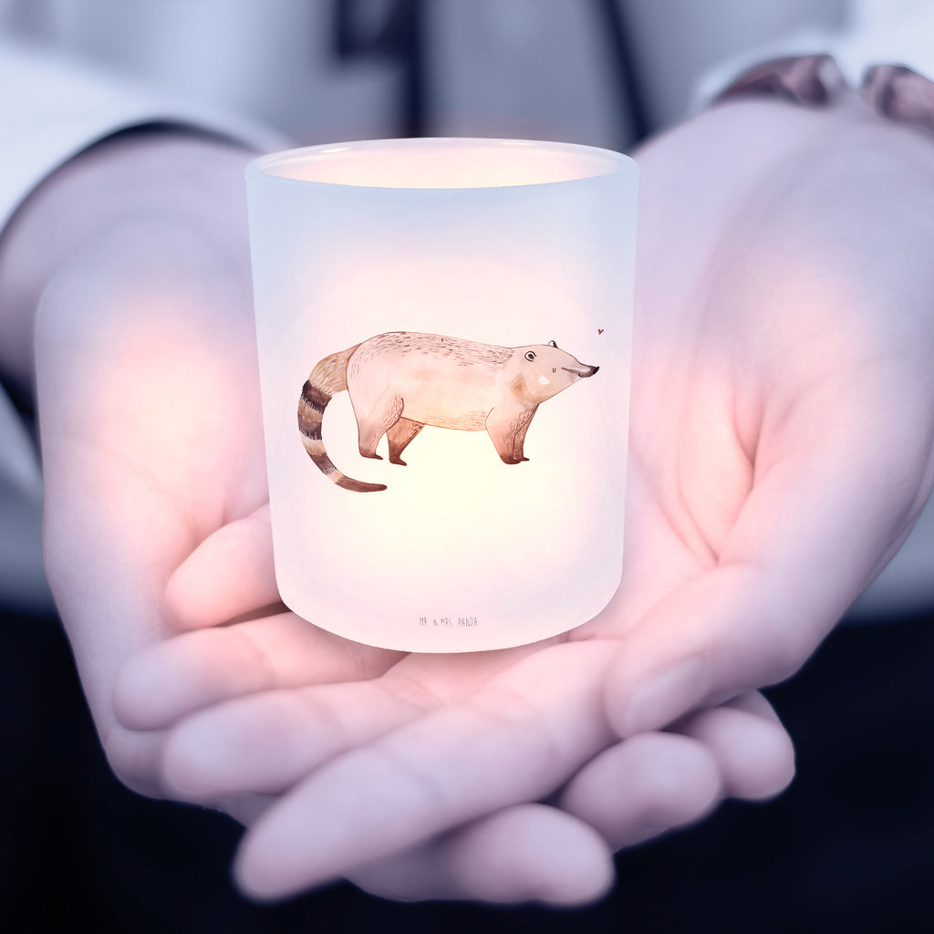 Windlicht Nasenbär Windlicht Glas, Teelichtglas, Teelichthalter, Teelichter, Kerzenglas, Windlicht Kerze, Kerzenlicht, Tiermotive, Gute Laune, lustige Sprüche, Tiere, Nasenbär, Nasenbären, Rüsselbär, Bär