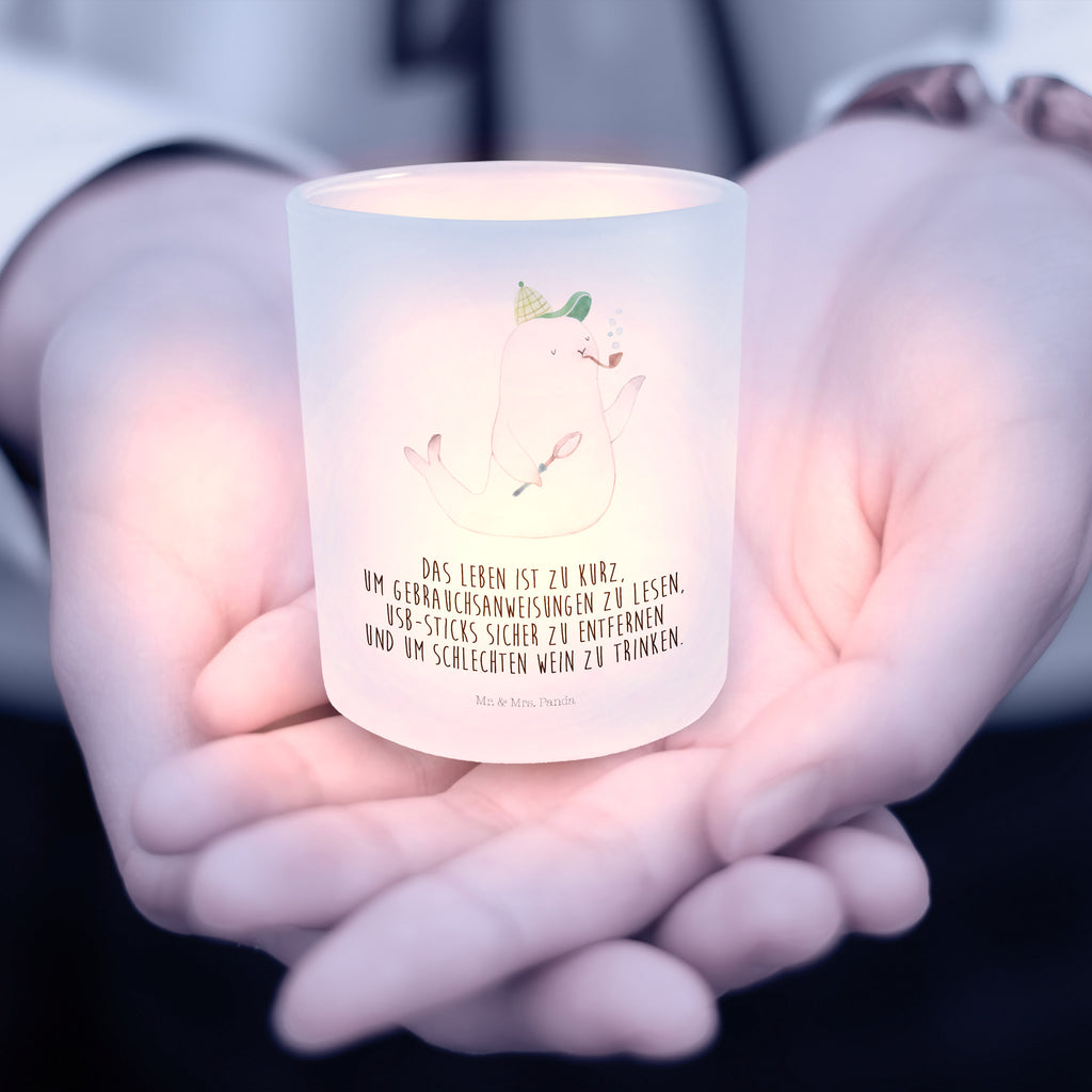 Windlicht Robbe Sherlock Windlicht Glas, Teelichtglas, Teelichthalter, Teelichter, Kerzenglas, Windlicht Kerze, Kerzenlicht, Tiermotive, Gute Laune, lustige Sprüche, Tiere