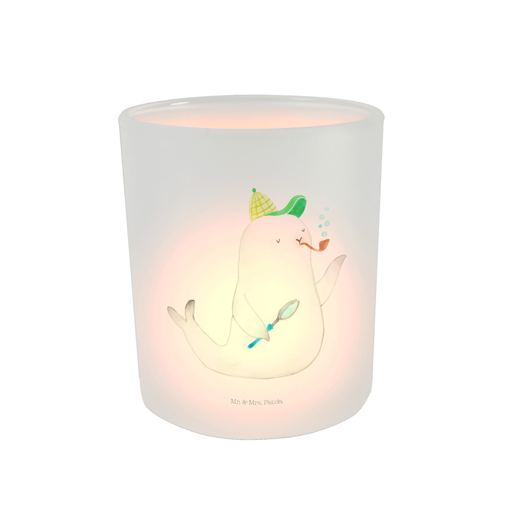 Windlicht Robbe Sherlock Windlicht Glas, Teelichtglas, Teelichthalter, Teelichter, Kerzenglas, Windlicht Kerze, Kerzenlicht, Tiermotive, Gute Laune, lustige Sprüche, Tiere