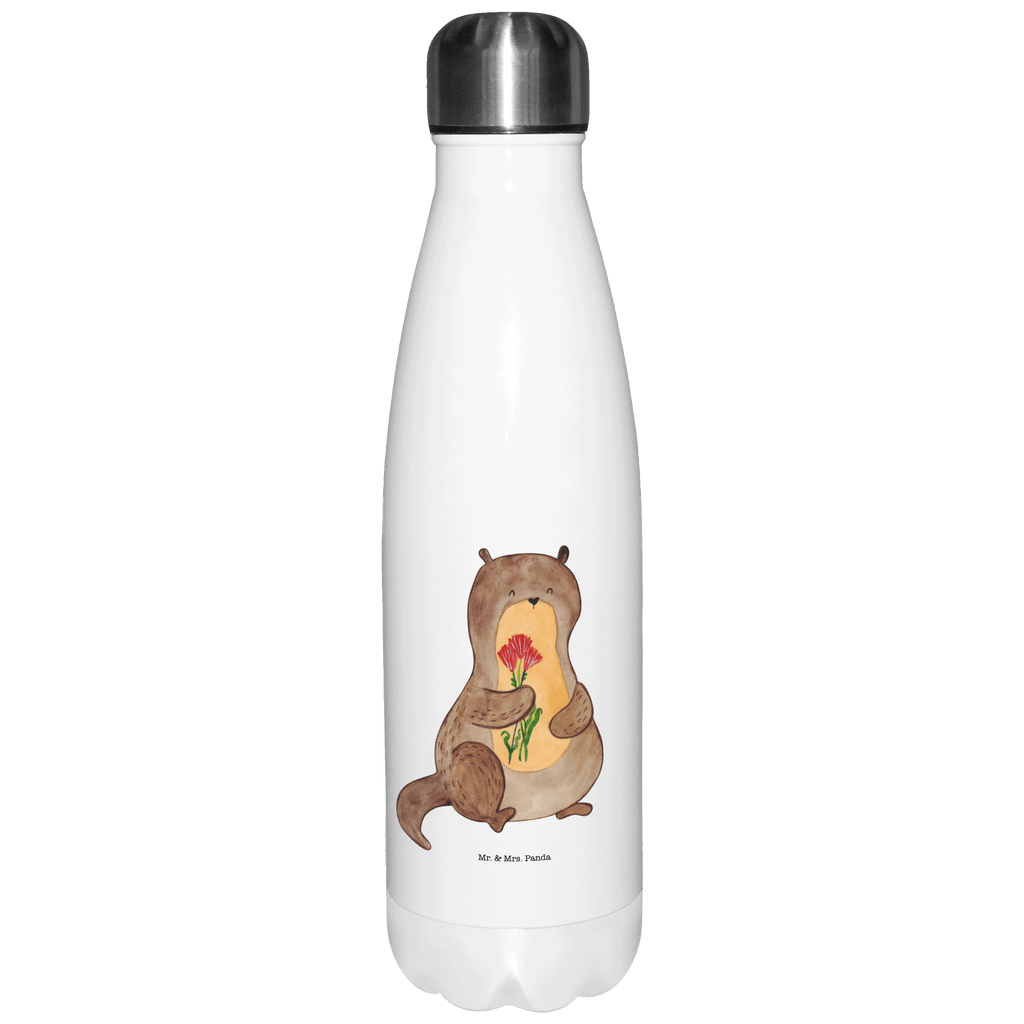 Thermosflasche Otter Blumenstrauß Isolierflasche, Thermoflasche, Trinkflasche, Thermos, Edelstahl, Otter, Fischotter, Seeotter, Otter Seeotter See Otter