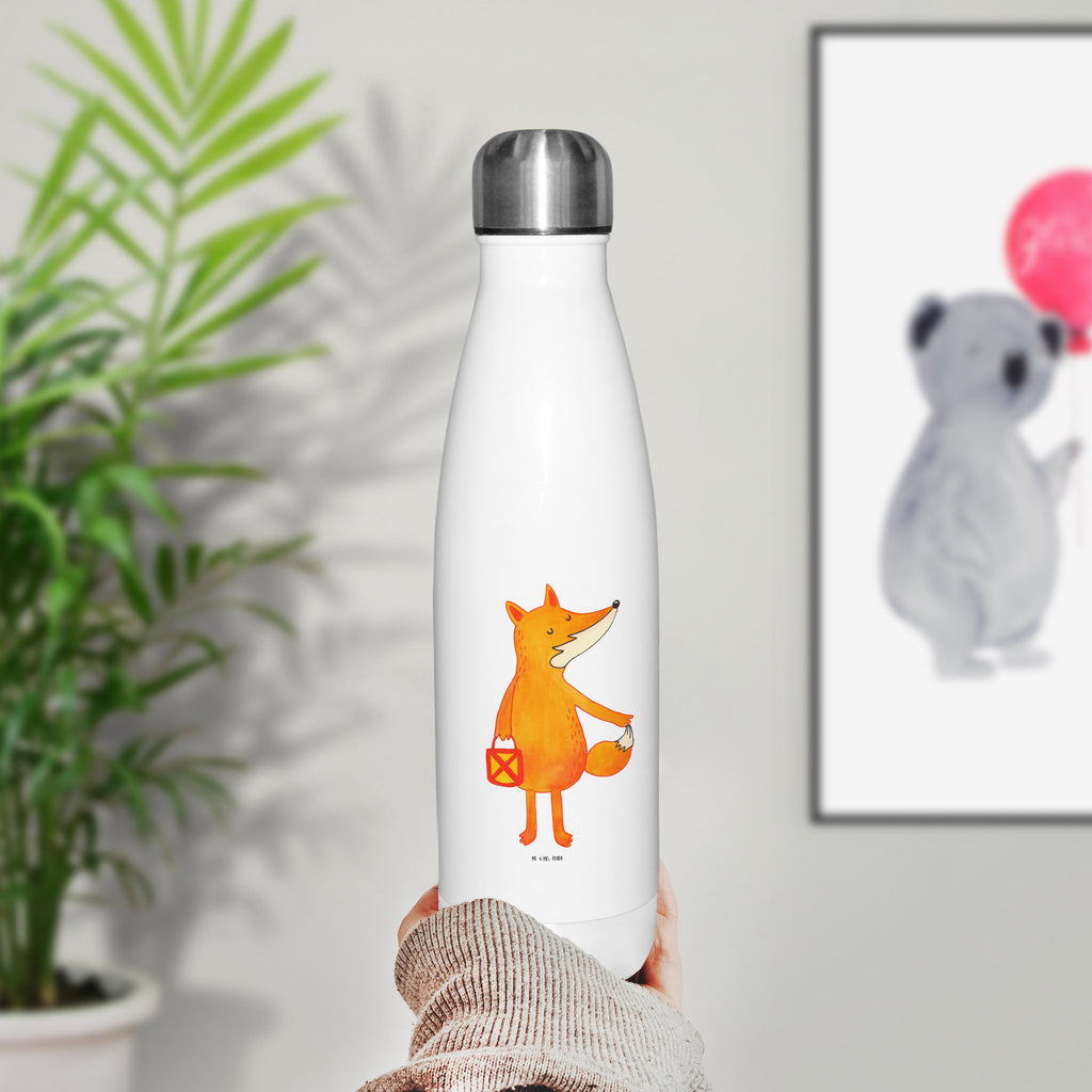 Thermosflasche Fuchs Laterne Isolierflasche, Thermoflasche, Trinkflasche, Thermos, Edelstahl, Fuchs, Füchse, Spruch trösten, Liebeskummer Spruch, Laterne, Sankt Martin, Laternenumzug, Aufmuntern, Cäsar Otto Hugo Flaischlen
