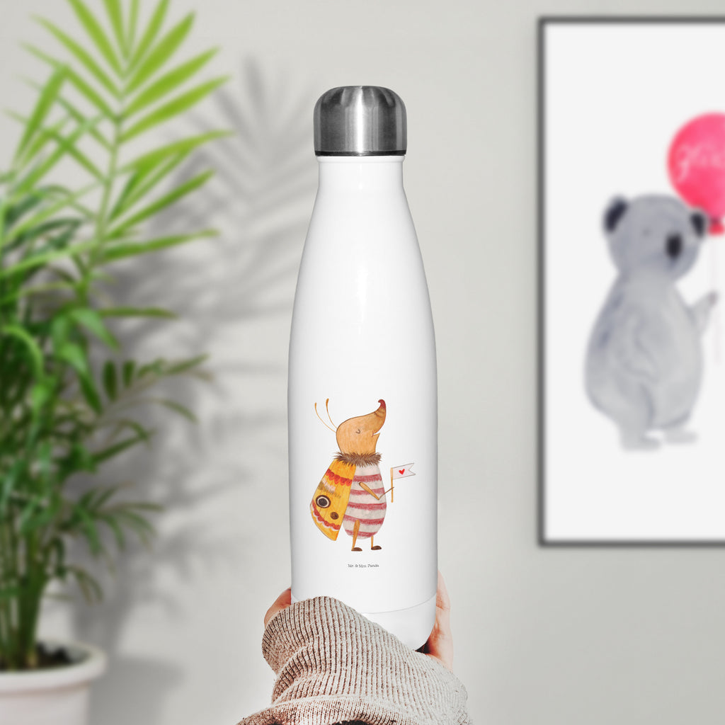 Thermosflasche Nachtfalter mit Fähnchen Isolierflasche, Thermoflasche, Trinkflasche, Thermos, Edelstahl, Tiermotive, Gute Laune, lustige Sprüche, Tiere, Nachtfalter, Käfer, Spruch lustig, Spruch witzig, süß, niedlich, Küche Deko, Was kostet die Welt