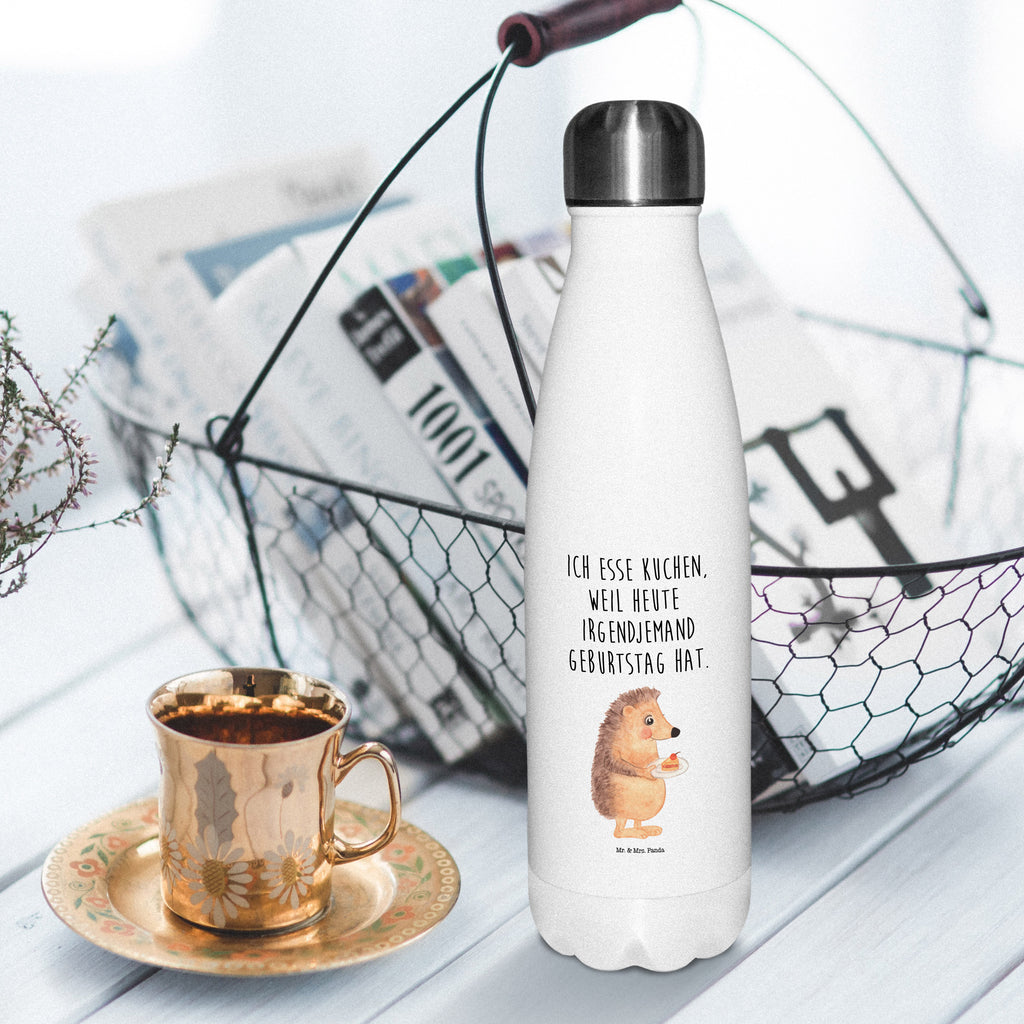 Thermosflasche Igel mit Kuchenstück Isolierflasche, Thermoflasche, Trinkflasche, Thermos, Edelstahl, Tiermotive, Gute Laune, lustige Sprüche, Tiere, Igel, Essen Spruch, Kuchen, Backen Geschenk, Kuchen backen, Einladung Party, Geburtstagskuchen, Torte