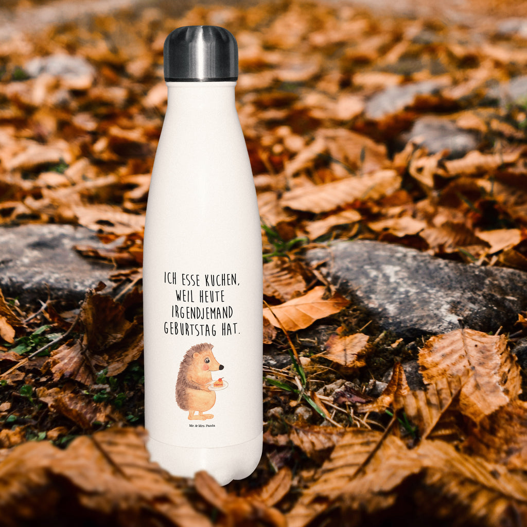 Thermosflasche Igel mit Kuchenstück Isolierflasche, Thermoflasche, Trinkflasche, Thermos, Edelstahl, Tiermotive, Gute Laune, lustige Sprüche, Tiere, Igel, Essen Spruch, Kuchen, Backen Geschenk, Kuchen backen, Einladung Party, Geburtstagskuchen, Torte