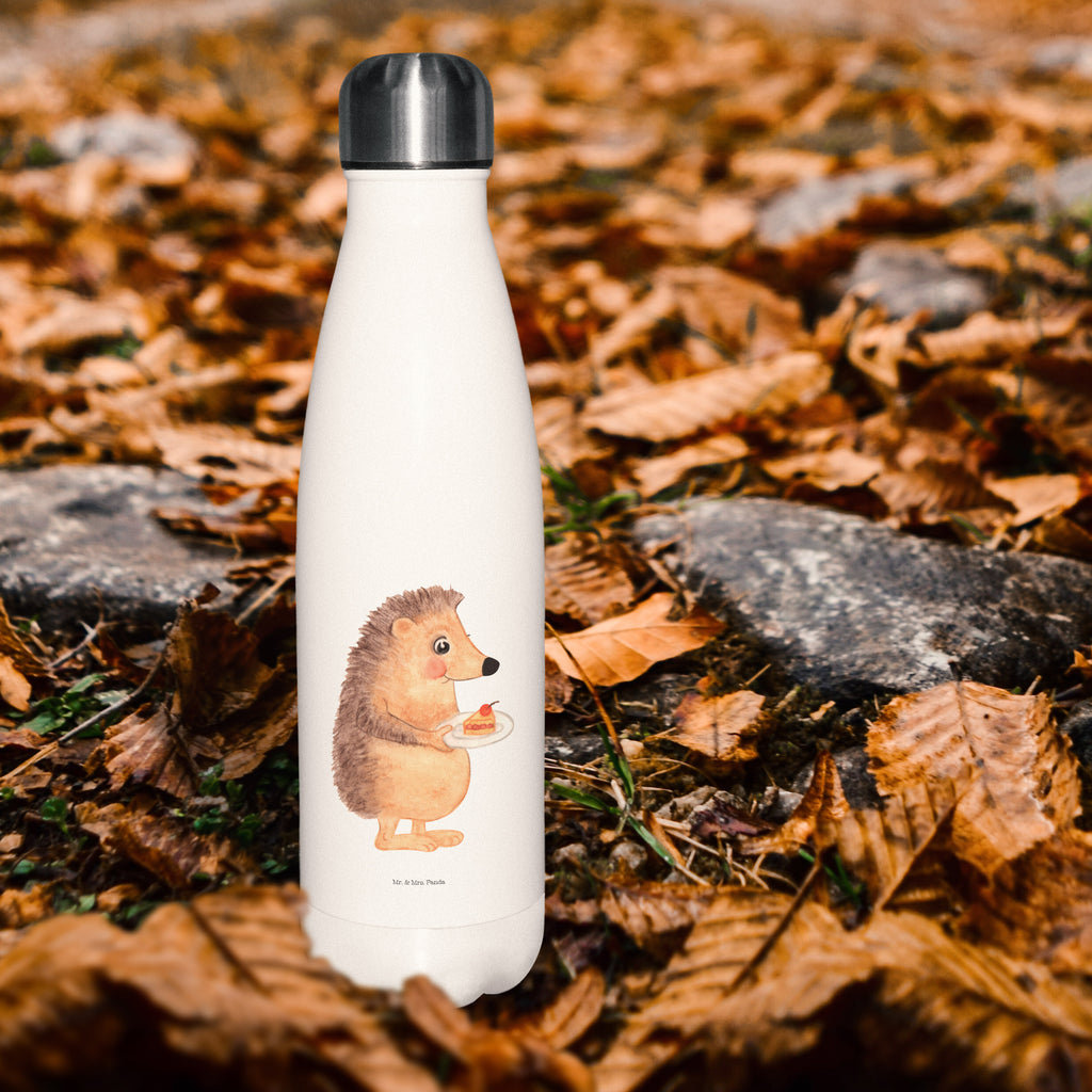 Thermosflasche Igel mit Kuchenstück Isolierflasche, Thermoflasche, Trinkflasche, Thermos, Edelstahl, Tiermotive, Gute Laune, lustige Sprüche, Tiere, Igel, Essen Spruch, Kuchen, Backen Geschenk, Kuchen backen, Einladung Party, Geburtstagskuchen, Torte