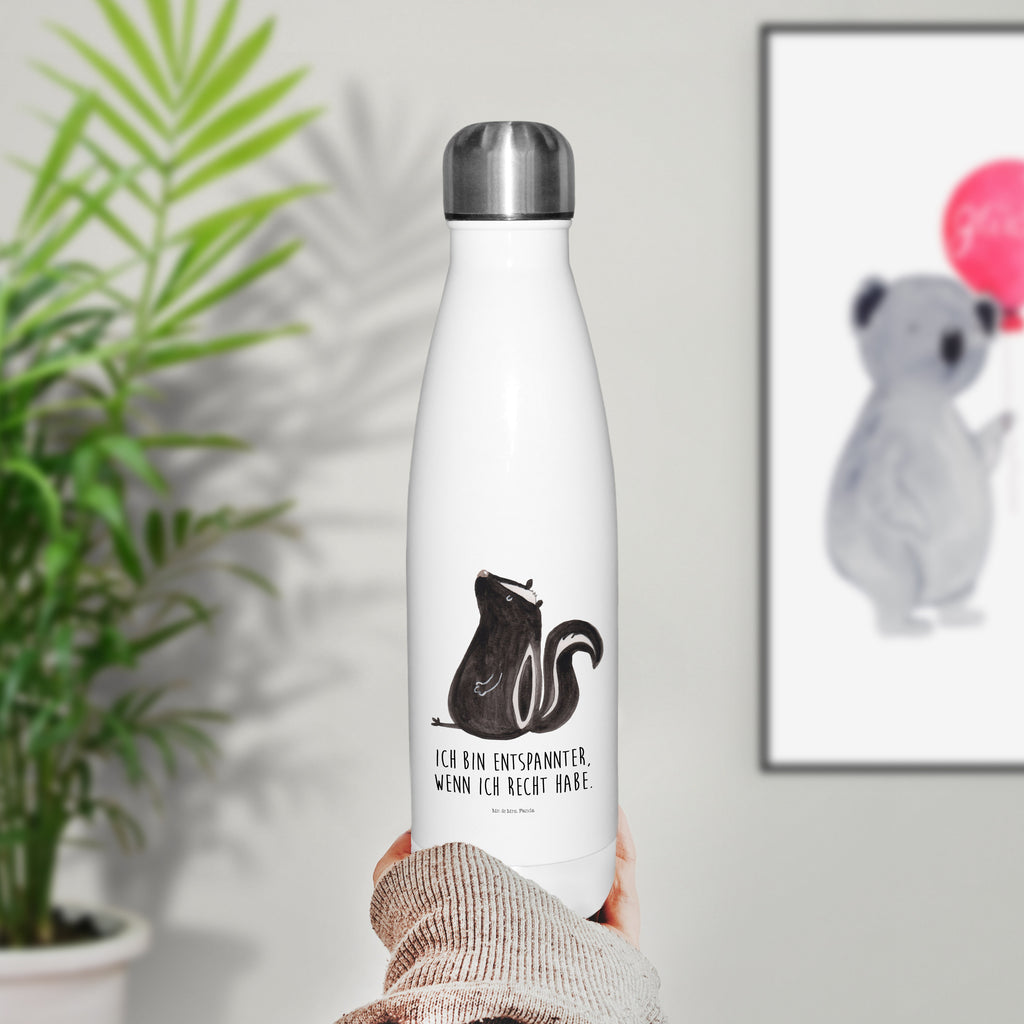 Thermosflasche Stinktier sitzend Isolierflasche, Thermoflasche, Trinkflasche, Thermos, Edelstahl, Stinktier, Skunk, Wildtier, Raubtier, Stinker, Stinki, Spruch, Büro, Recht, Besserwisser