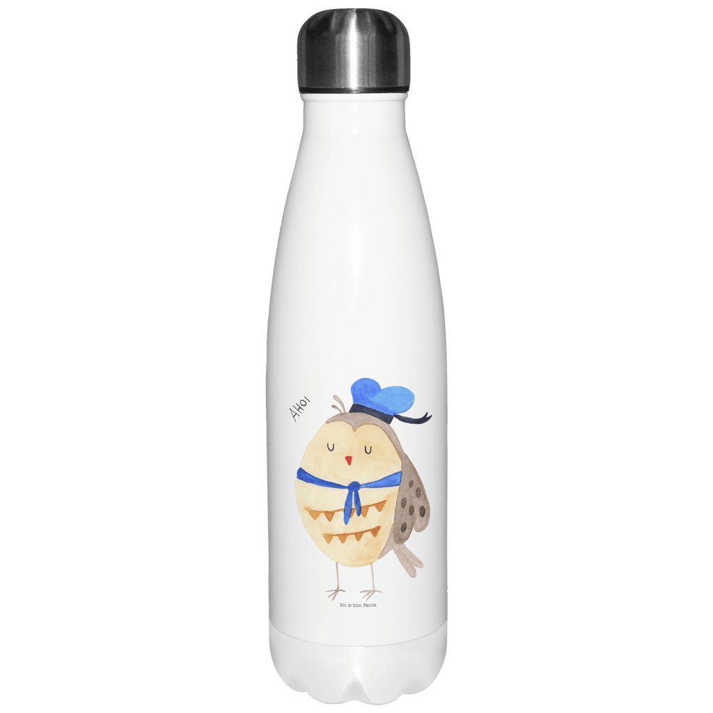 Thermosflasche Eule Matrosen Isolierflasche, Thermoflasche, Trinkflasche, Thermos, Edelstahl, Eule, Eule Spruch, Eule Deko, Owl, Wortspiel lustig, Matrose, Freundin, Ehe, Seefahrer, Heimathafen, Hochzeitstag Geschenk