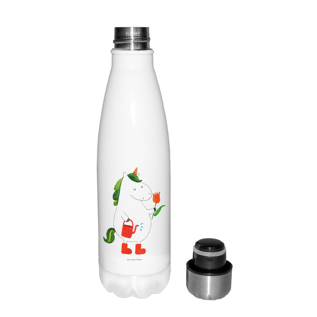 Thermosflasche Einhorn Gärtner Isolierflasche, Thermoflasche, Trinkflasche, Thermos, Edelstahl, Einhorn, Einhörner, Einhorn Deko, Pegasus, Unicorn, Luftballon, Gießkanne, Giesskanne, Lebenslust, Freude, Blume, Freundin, Garten, Stiefel