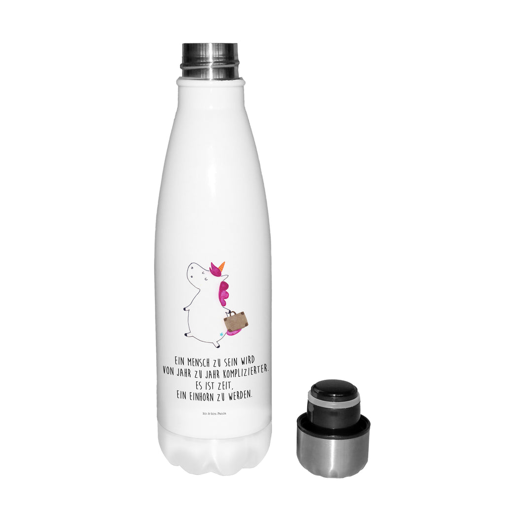 Thermosflasche Einhorn Koffer Isolierflasche, Thermoflasche, Trinkflasche, Thermos, Edelstahl, Einhorn, Einhörner, Einhorn Deko, Pegasus, Unicorn, unicorn, Koffer, Verreisen, Reise, Gepäck, Abenteuer, Erwachsen, Kind, albern, Spaß, lustig, witzig